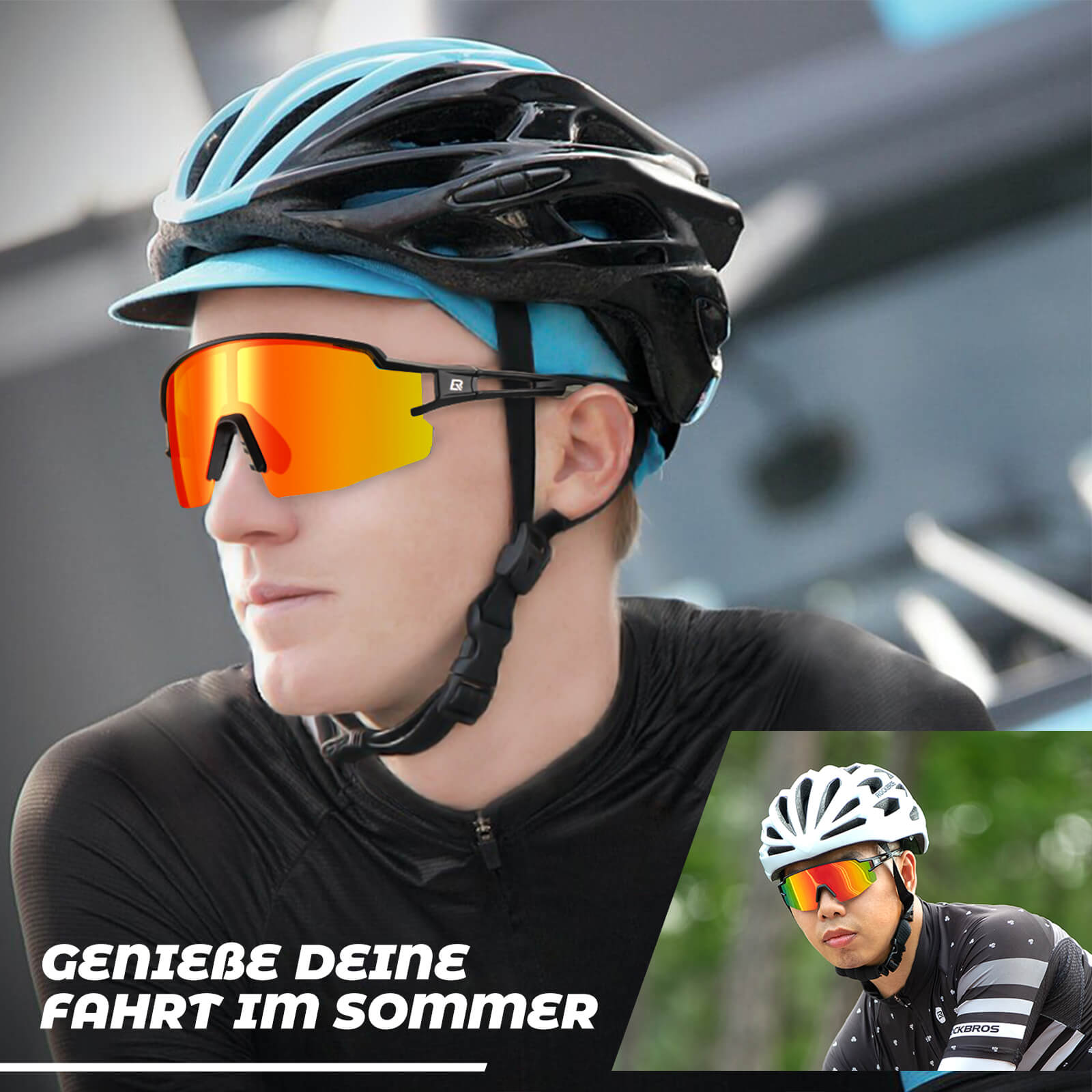ROCKBROS Fahrradbrille Photochromatisch Sonnenbrille UV400-Schutz Leicht-Rot