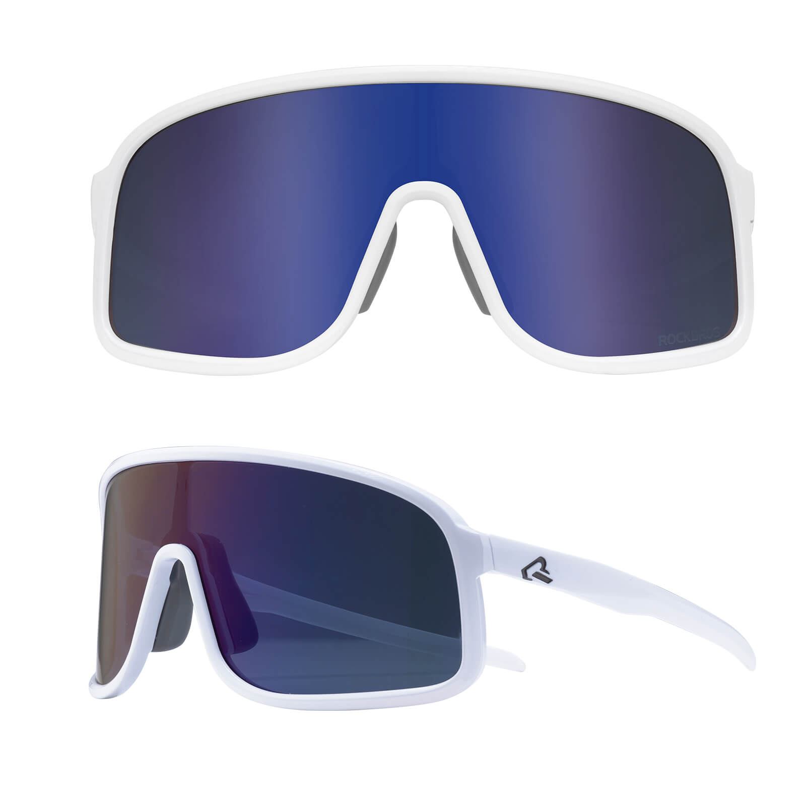 ROCKBROS Fahrradbrille Polarisiert Sonnenbrille UV400-Schutz verstellbar Nasenpad-Lila-Weiß