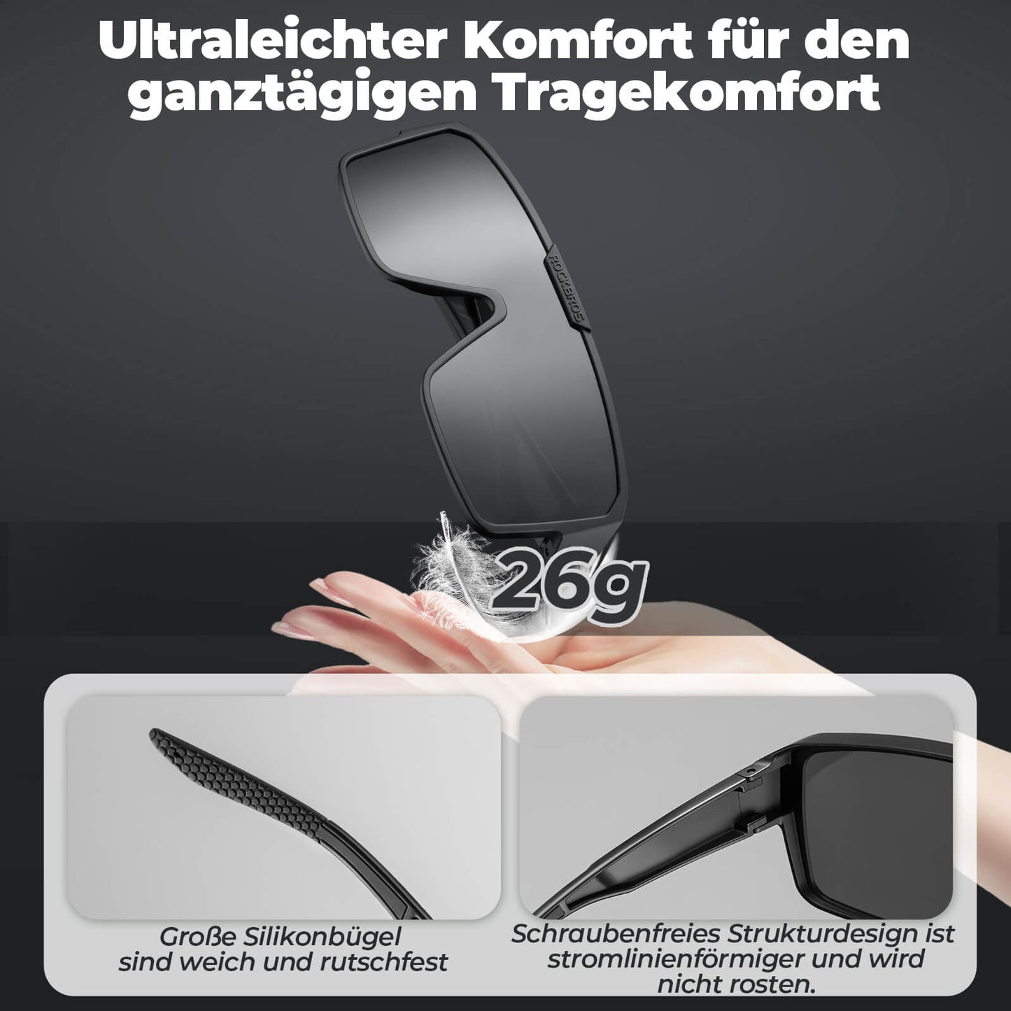 ROCKBROS Fahrradbrille Polarisiert Sportbrille Outdoor MTB Rennrad Sportbrille