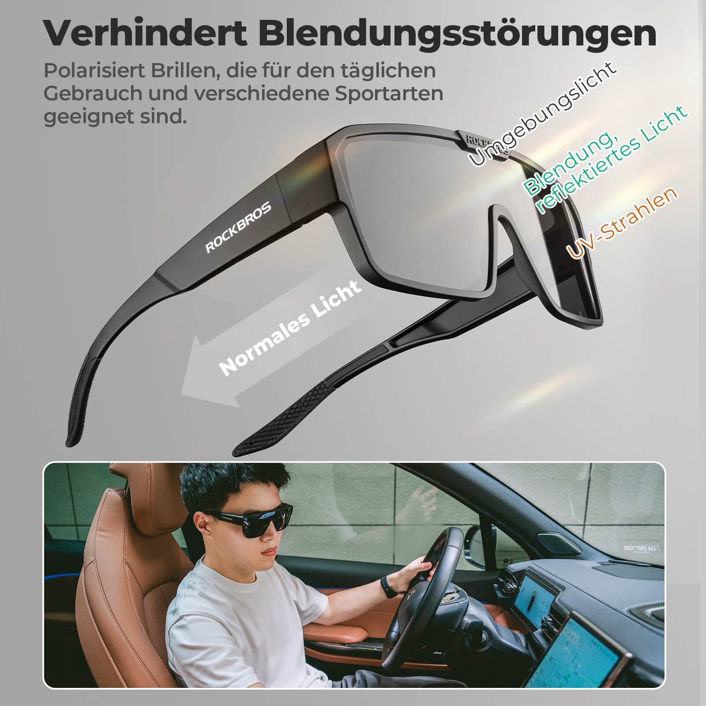 ROCKBROS Fahrradbrille Polarisiert Sportbrille Outdoor MTB Rennrad Sportbrille