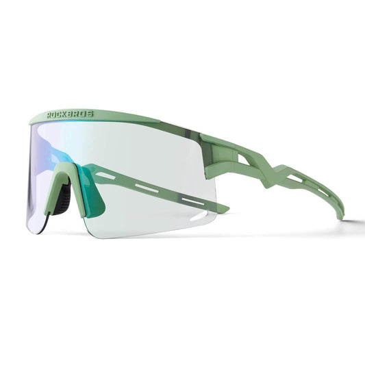 ROCKBROS Fahrradbrille Selbsttönend/Polarisiert Antibeschlag Winddicht UV-Schutz-Grün