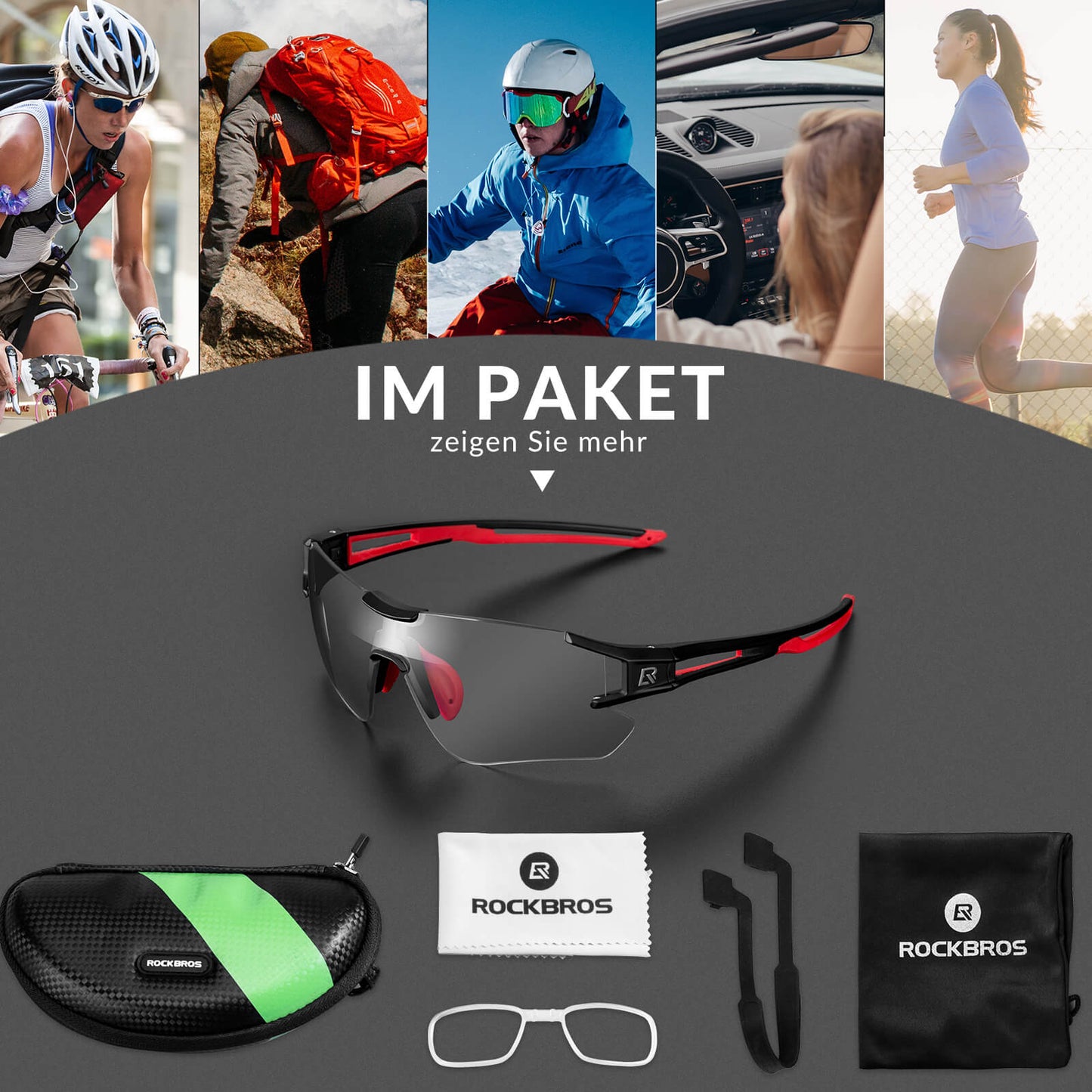 ROCKBROS Fahrradbrille Selbsttönend für Damen & Herren mit UV400 Schutz - ROCKBROS-EU