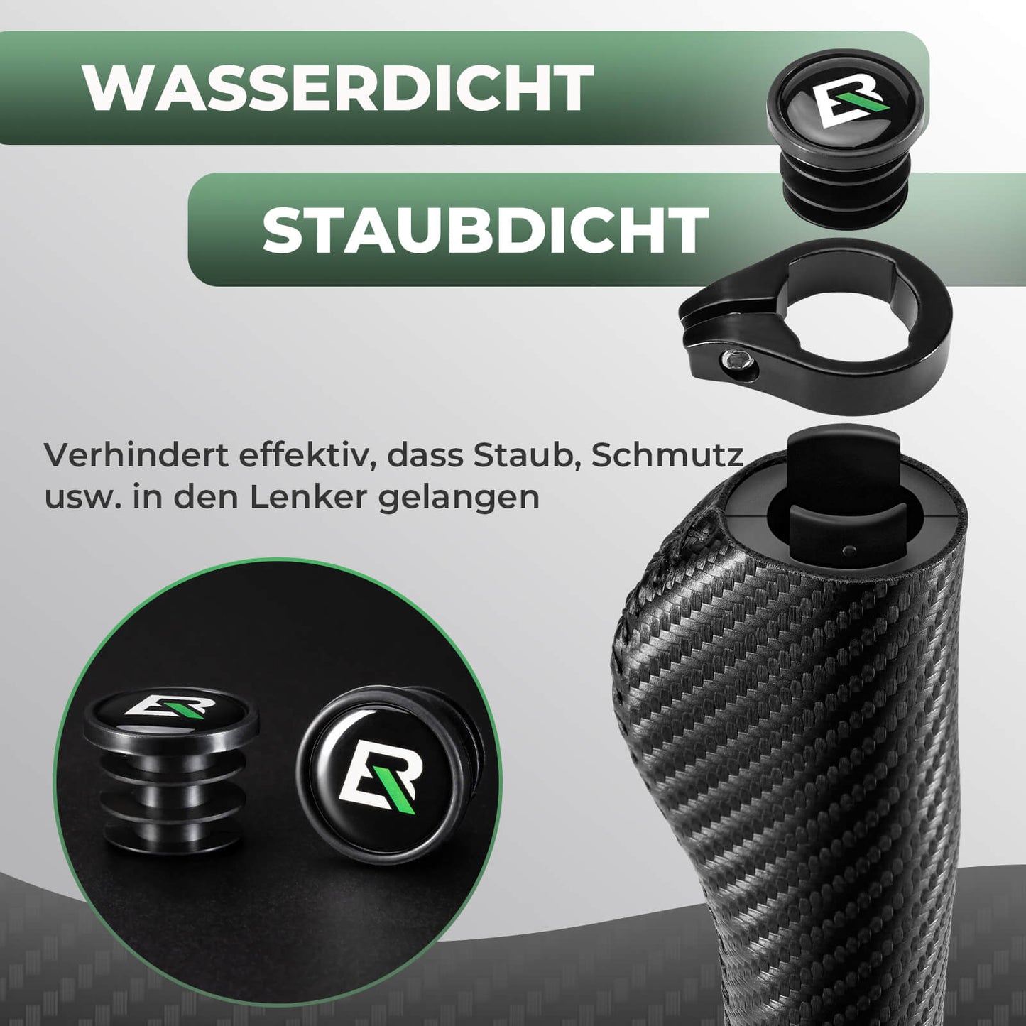 ROCKBROS Fahrradgriffe Kohlenstoffmuster Lenkergriffe Rutschfest 22,2mm