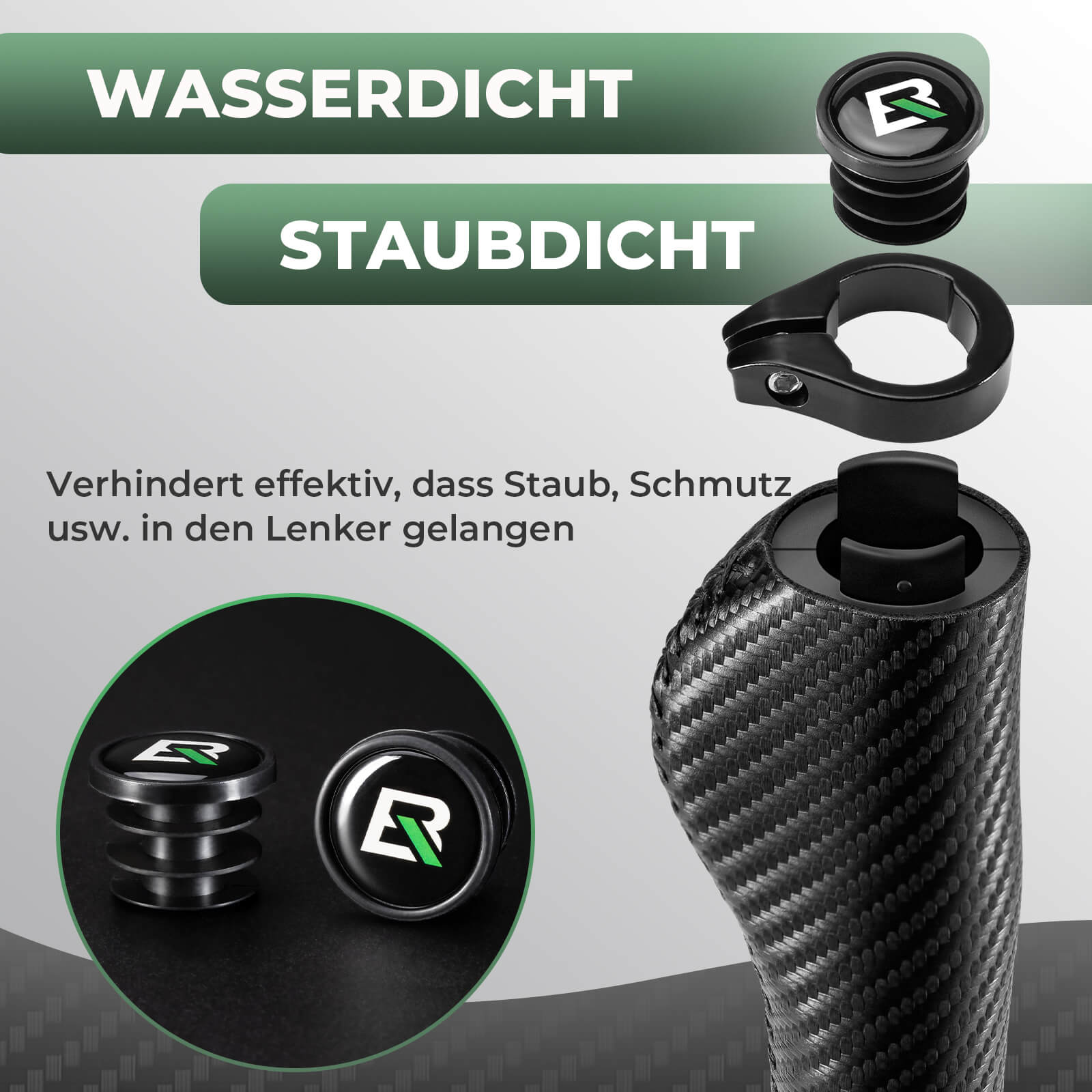 ROCKBROS Fahrradgriffe Kohlenstoffmuster Lenkergriffe Rutschfest 22,2mm