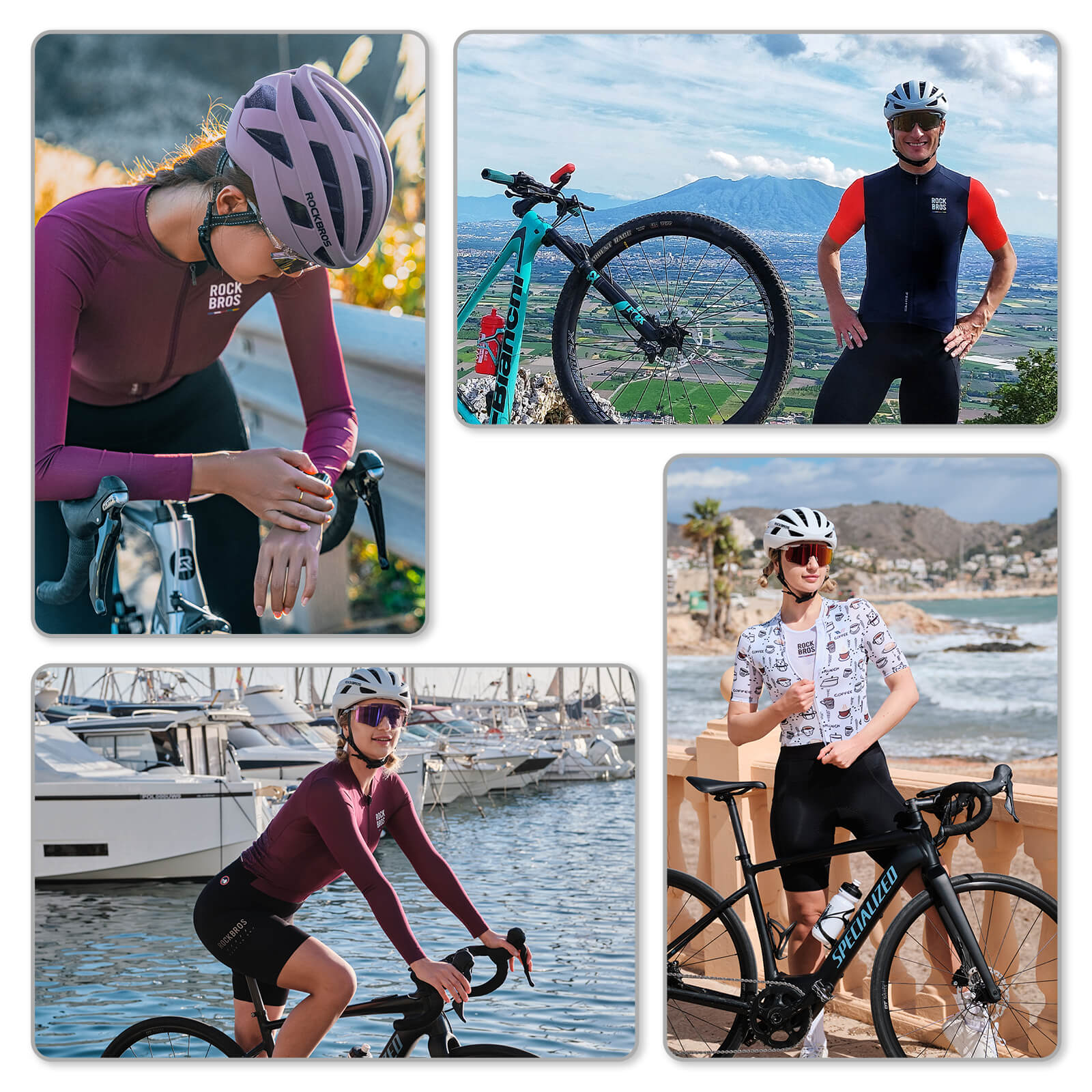 ROCKBROS Fahrradhelm Integrierter Rennradhelm Stoßfest Verstellbar für Anfänger M/L