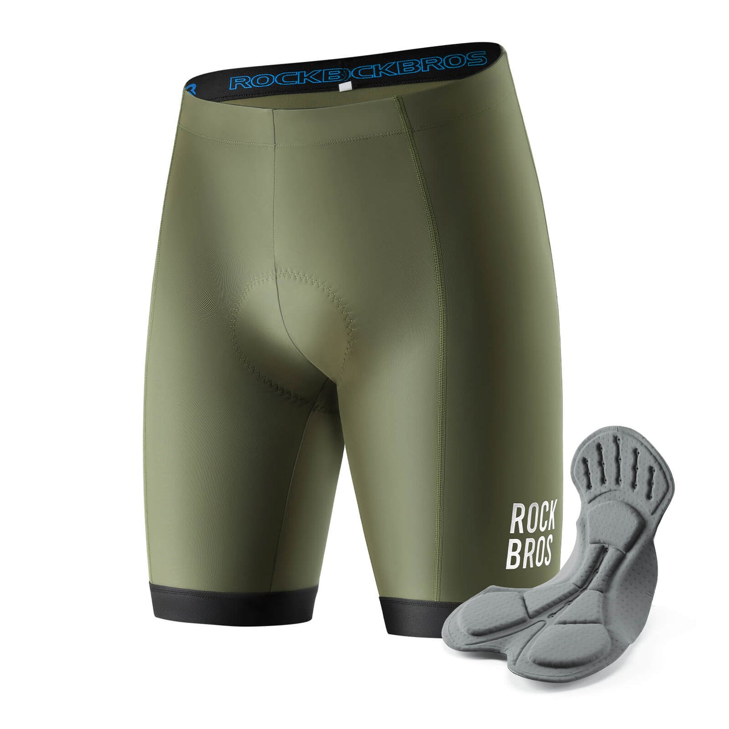 ROCKBROS Fahrradhose mit Sitzpolster Radlerhose Atmungsaktiv Leicht MTB Renrrad-Olivgrün