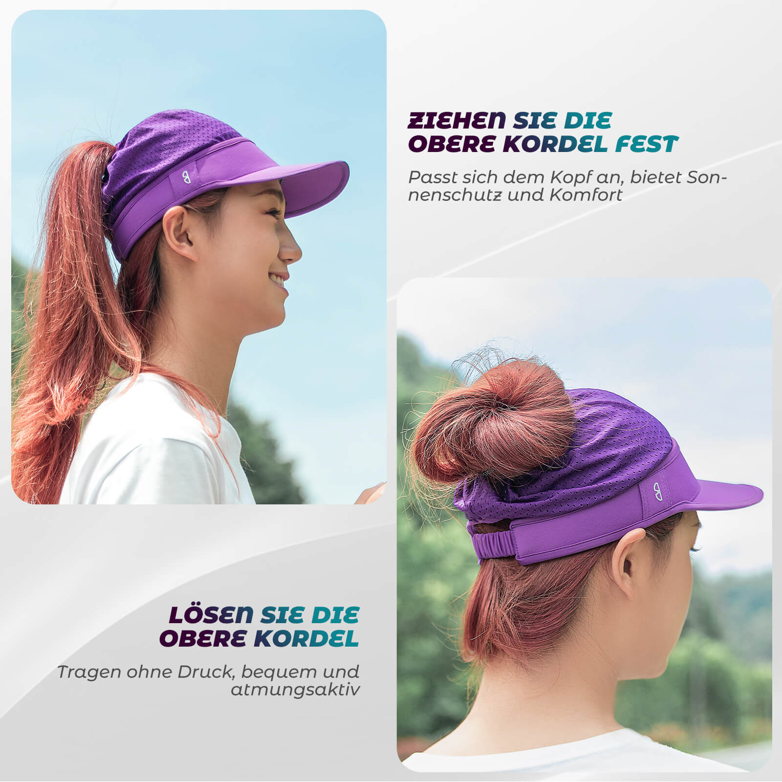 ROCKBROS Fahrradkappe Atmungsaktive Mütze UV-Schutz Sommer Unisex für Outdoor Sports Radfahren Laufen-Violett