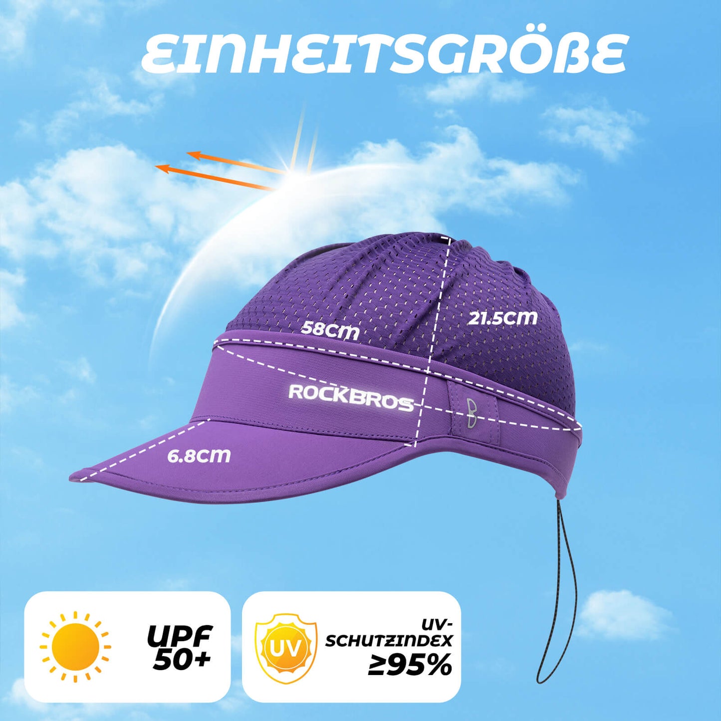 ROCKBROS Fahrradkappe Atmungsaktive Mütze UV-Schutz Sommer Unisex für Outdoor Sports Radfahren Laufen-Violett