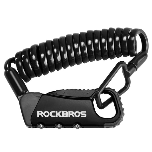 ROCKBROS Fahrradschloss Kabelschloss Zahlenschloss Helmschloss 120cm Leicht-Schwarz