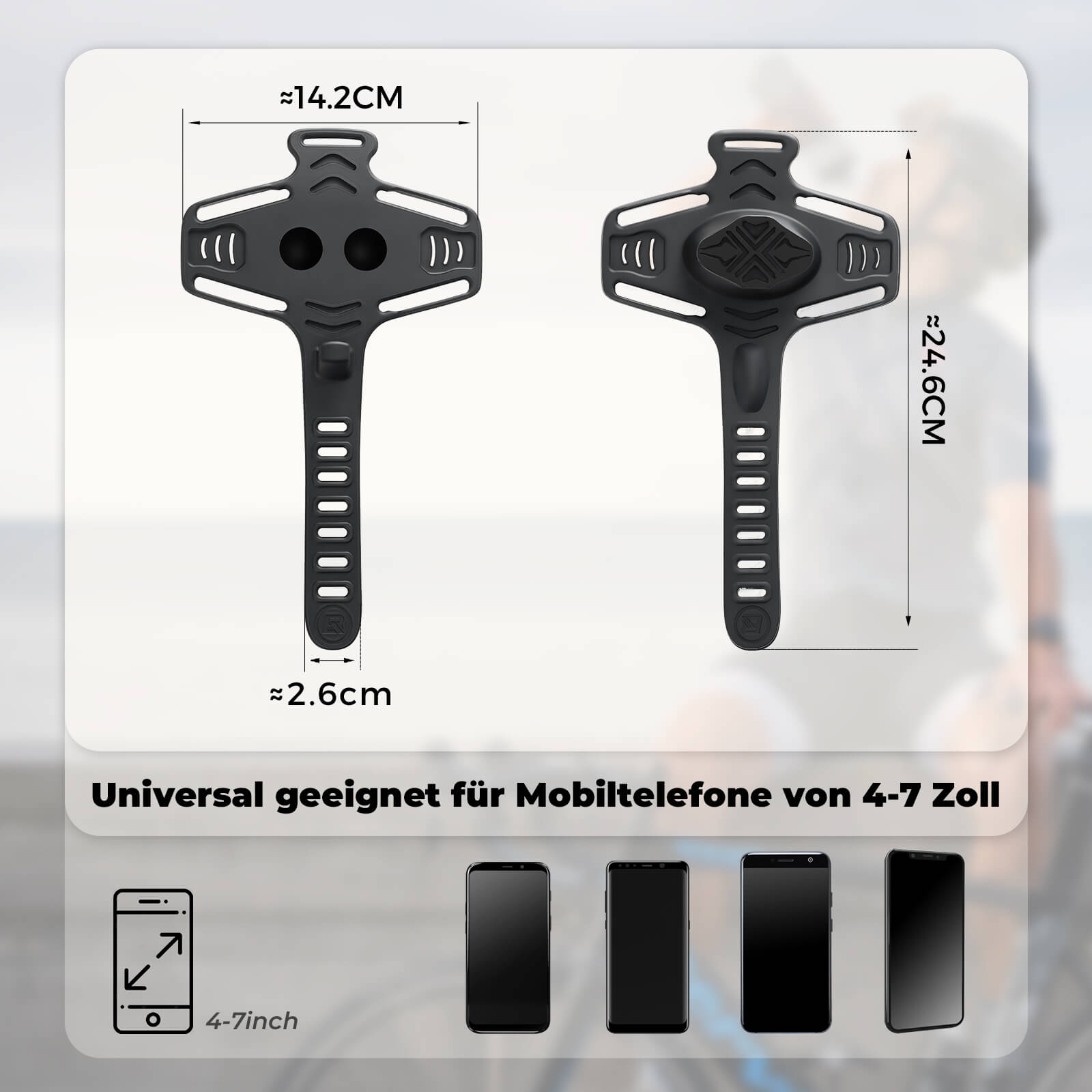 ROCKBROS Handyhalter Fahrrad Handyhalterung Drehbar 4-7 Stoßdämpfung
