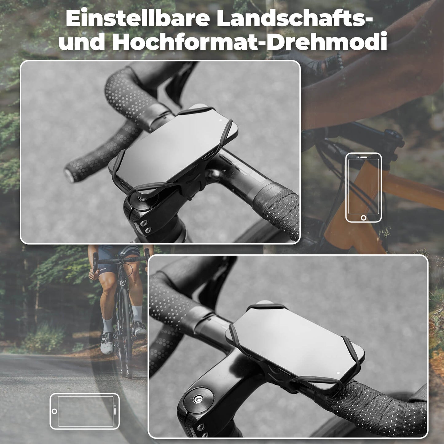 ROCKBROS Handyhalter Fahrrad Handyhalterung Drehbar 4-7 Stoßdämpfung