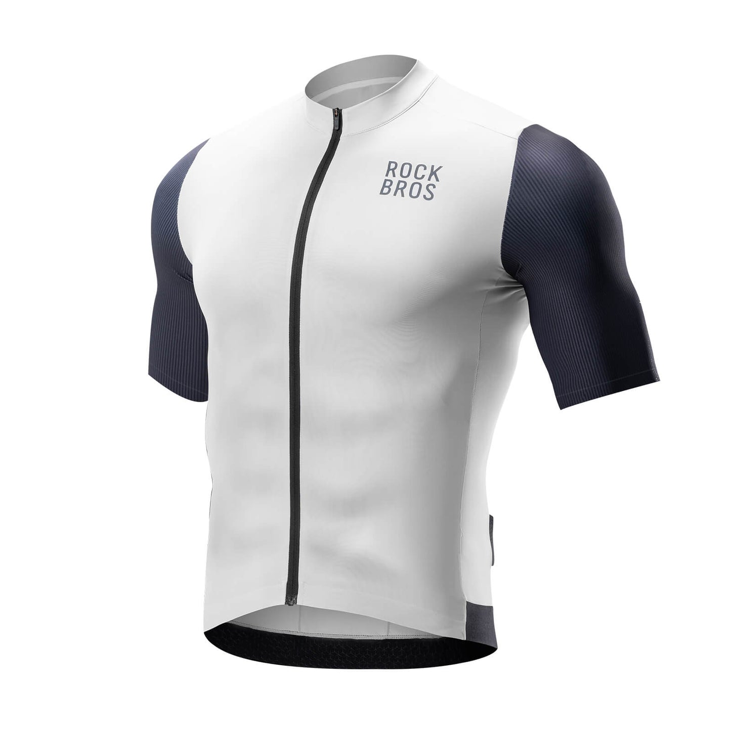 ROCKBROS Herren Kurzarm Fahrradtrikot Radtrikot Schnelltrocken Atmungsaktiv Sommer MTB Rennrad-Weiß