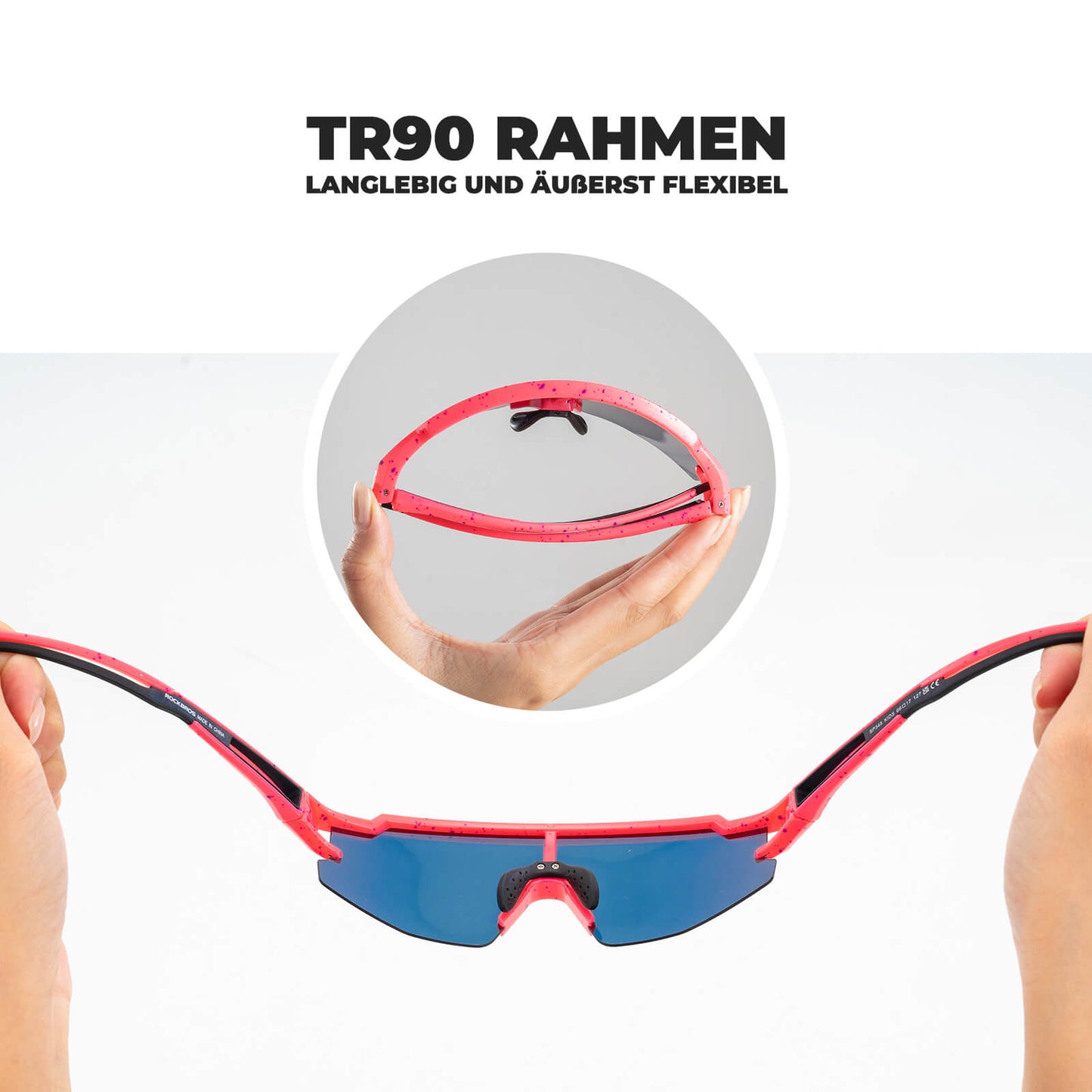 ROCKBROS Kinder Fahrradbrille Sonnenbrille Polarisiert UV400 für Jungen-Rot-Rosa