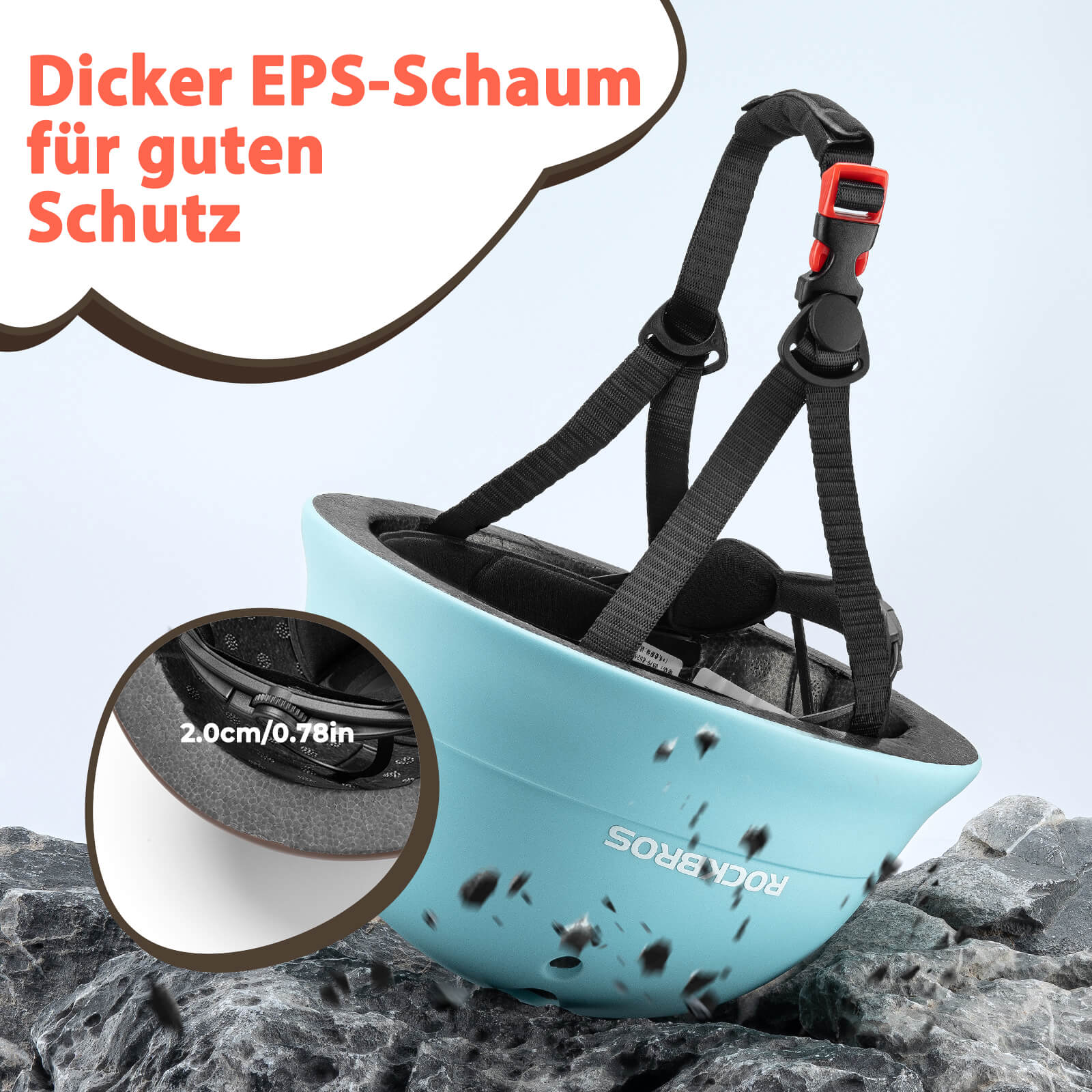 ROCKBROS Kinderhelm Fahrradhelm 48-52cm 2-5 Jahre für Scooter Fahrrad-Blau