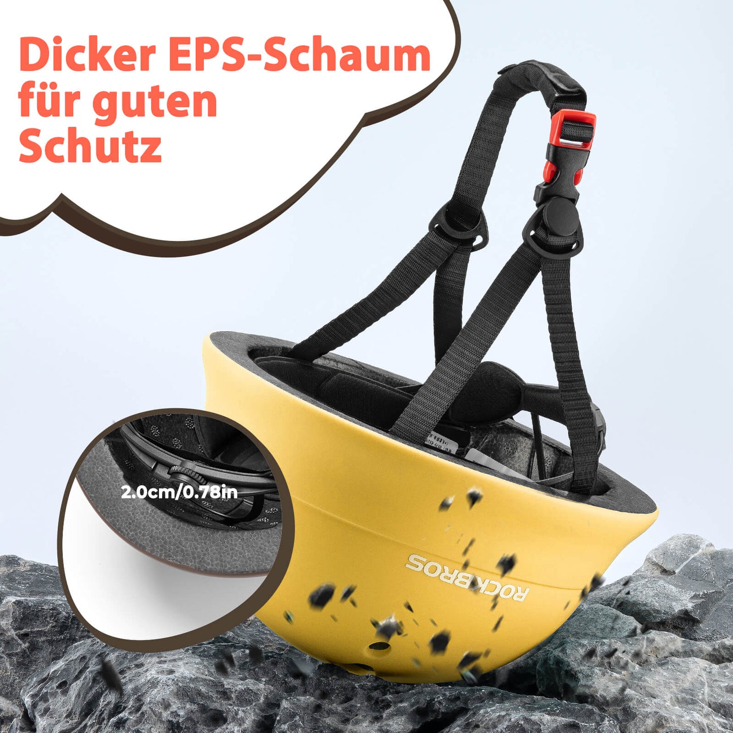ROCKBROS Kinderhelm Fahrradhelm 48-52cm 2-5 Jahre für Scooter Fahrrad-Gelb