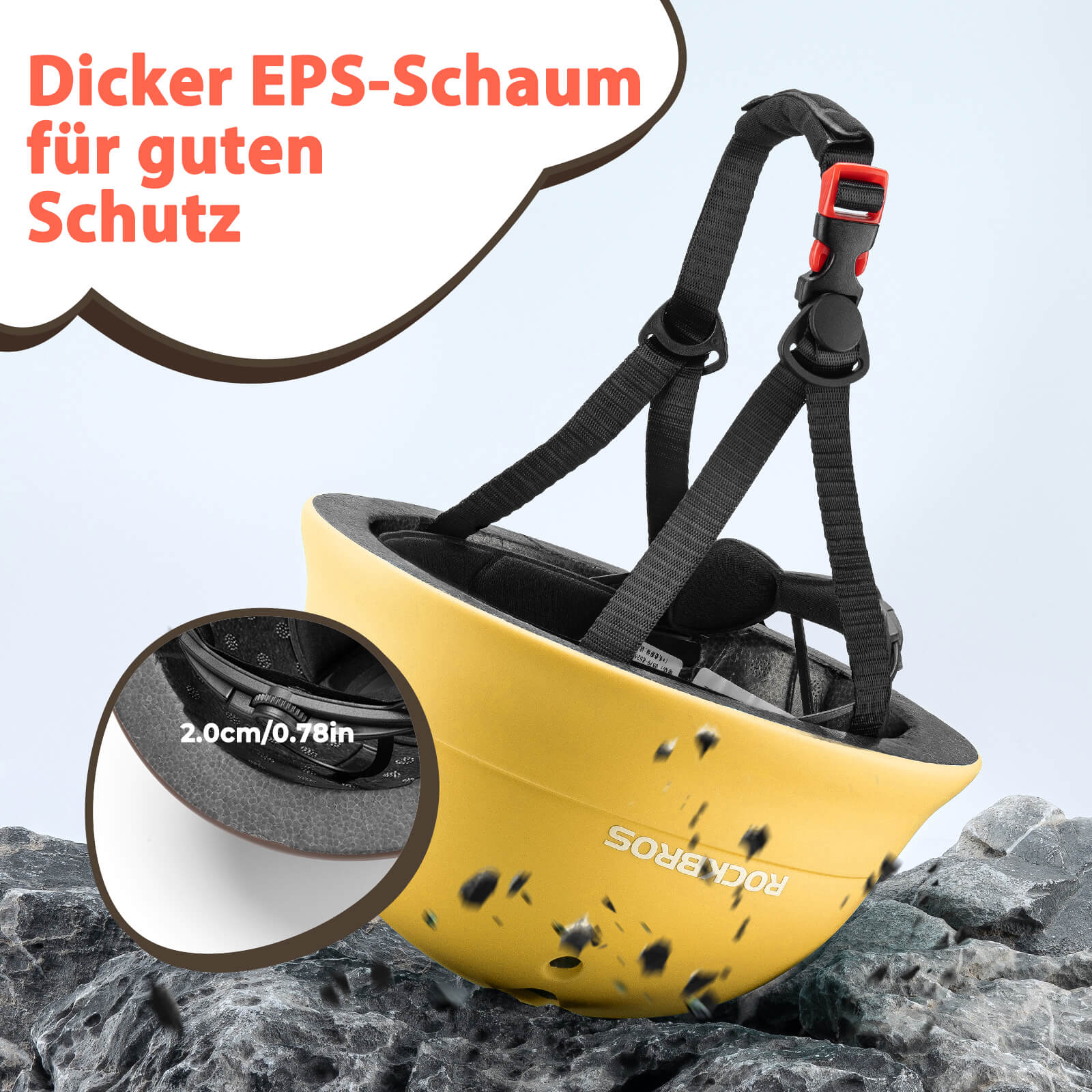 ROCKBROS Kinderhelm Fahrradhelm 48-52cm 2-5 Jahre für Scooter Fahrrad-Gelb