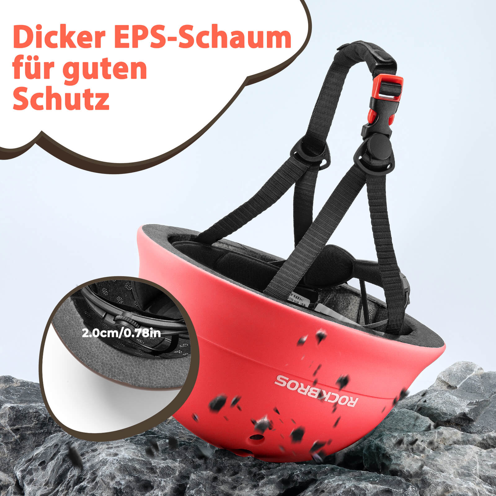 ROCKBROS Kinderhelm Fahrradhelm 48-52cm 2-5 Jahre für Scooter Fahrrad-Rot