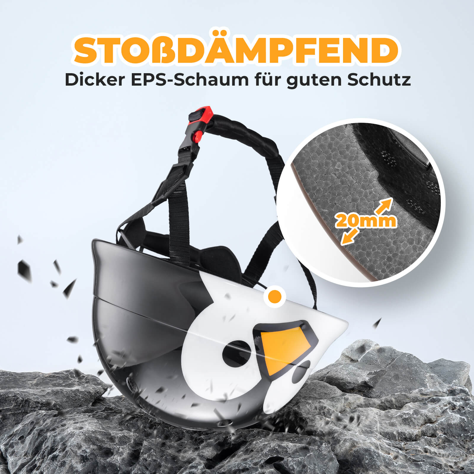 ROCKBROS Kinderhelm Fahrradhelm 48-52cm 2-5 Jahre für Scooter &amp; Fahrrad&nbsp;– Pinguin-Design