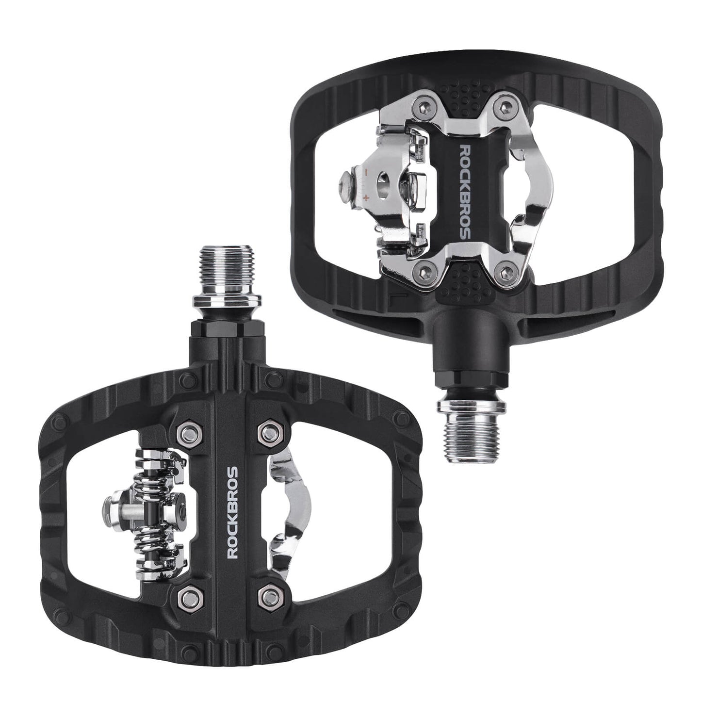 ROCKBROS SPD-Klickpedale &amp; Plattformpedale 2-in-1 – Rutschfest, Leicht, mit Cleats-Set – 9/16" Pedale für MTB, Gravel &amp; Rennrad
