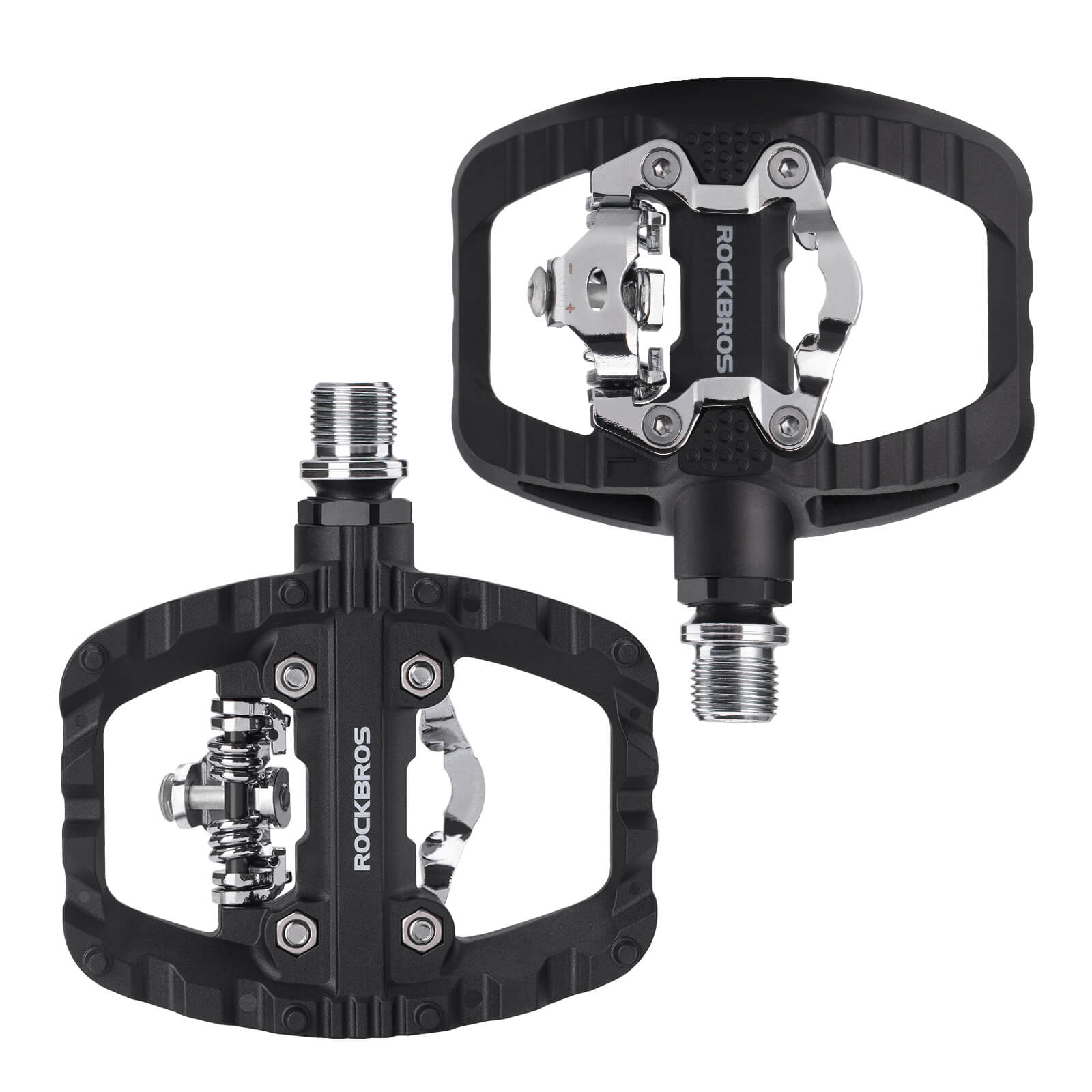ROCKBROS SPD-Klickpedale &amp; Plattformpedale 2-in-1 – Rutschfest, Leicht, mit Cleats-Set – 9/16" Pedale für MTB, Gravel &amp; Rennrad