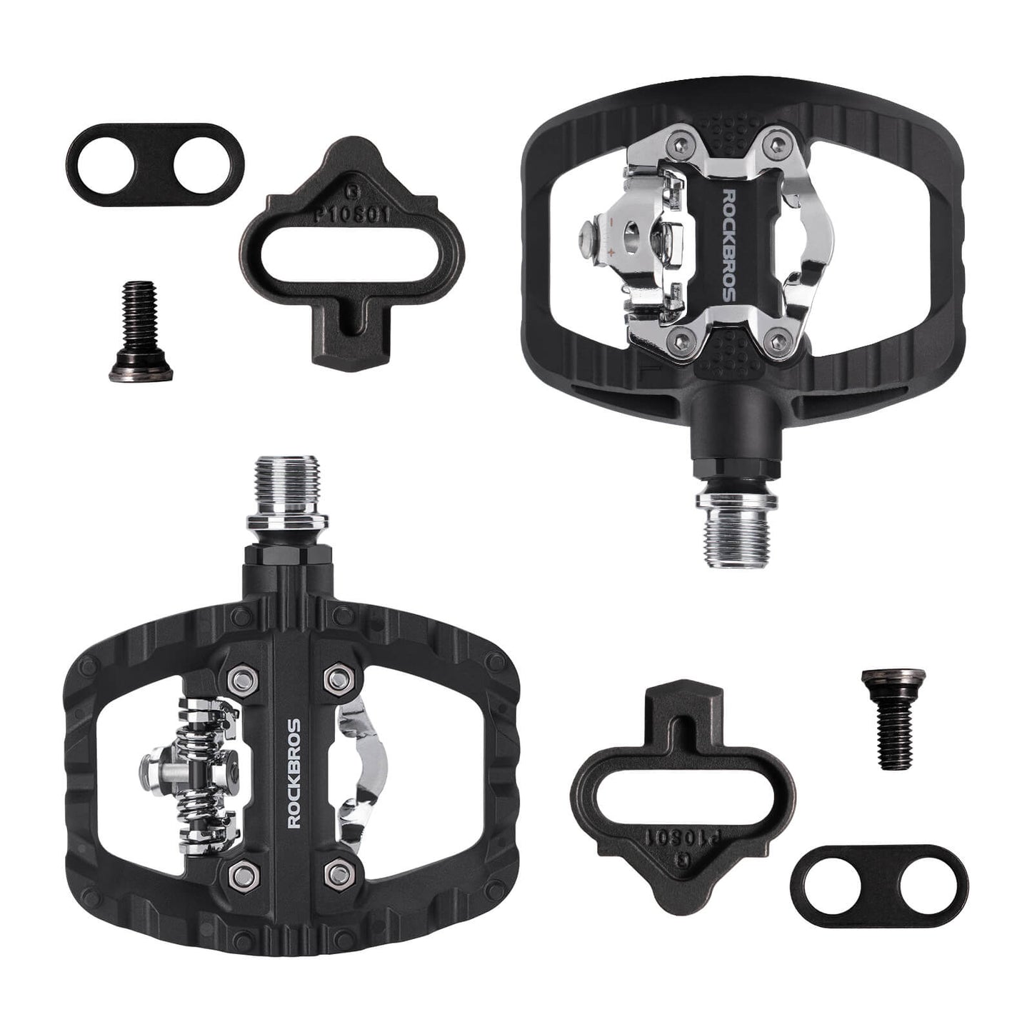ROCKBROS SPD-Klickpedale &amp; Plattformpedale 2-in-1 – Rutschfest, Leicht, mit Cleats-Set – 9/16" Pedale für MTB, Gravel &amp; Rennrad