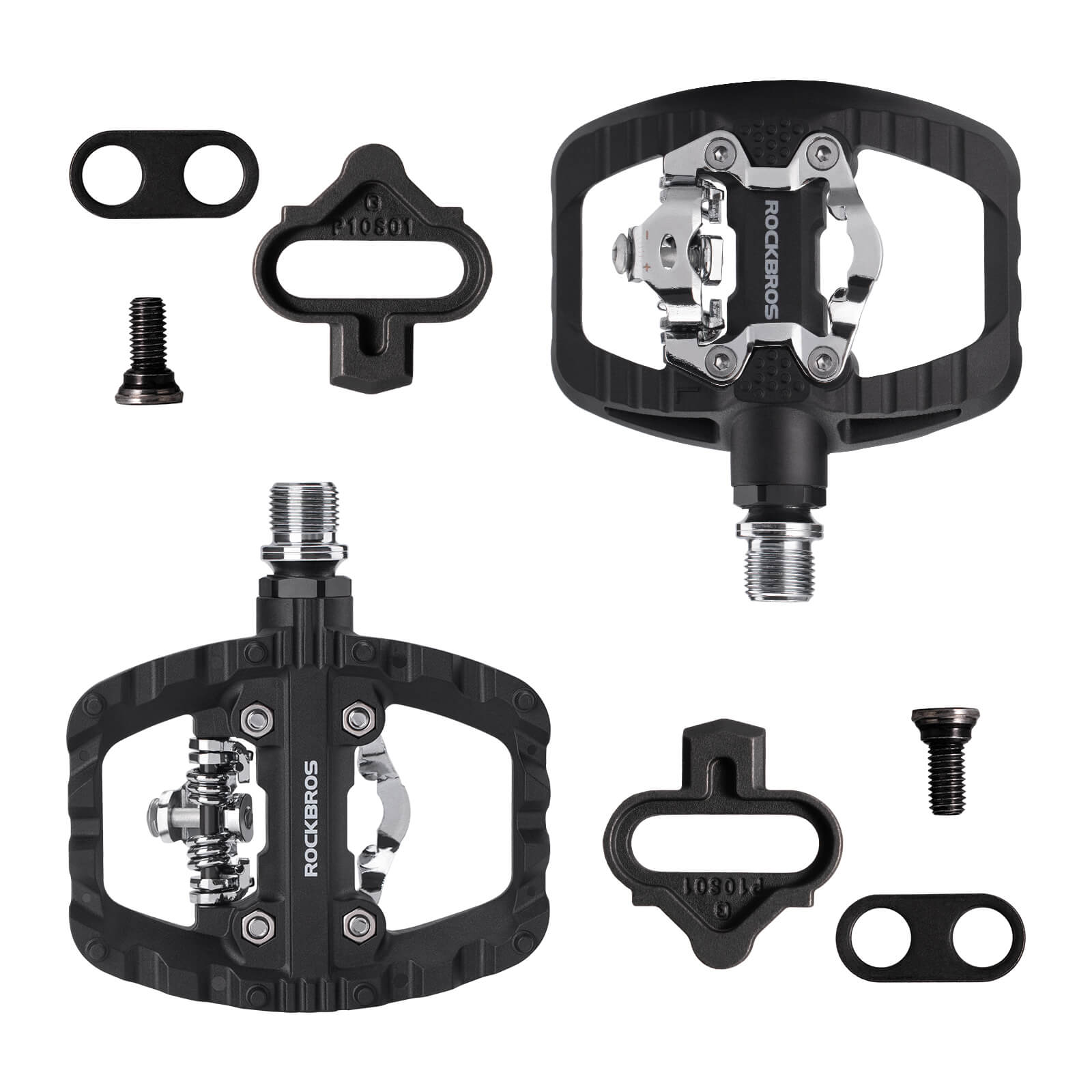 ROCKBROS SPD-Klickpedale &amp; Plattformpedale 2-in-1 – Rutschfest, Leicht, mit Cleats-Set – 9/16" Pedale für MTB, Gravel &amp; Rennrad