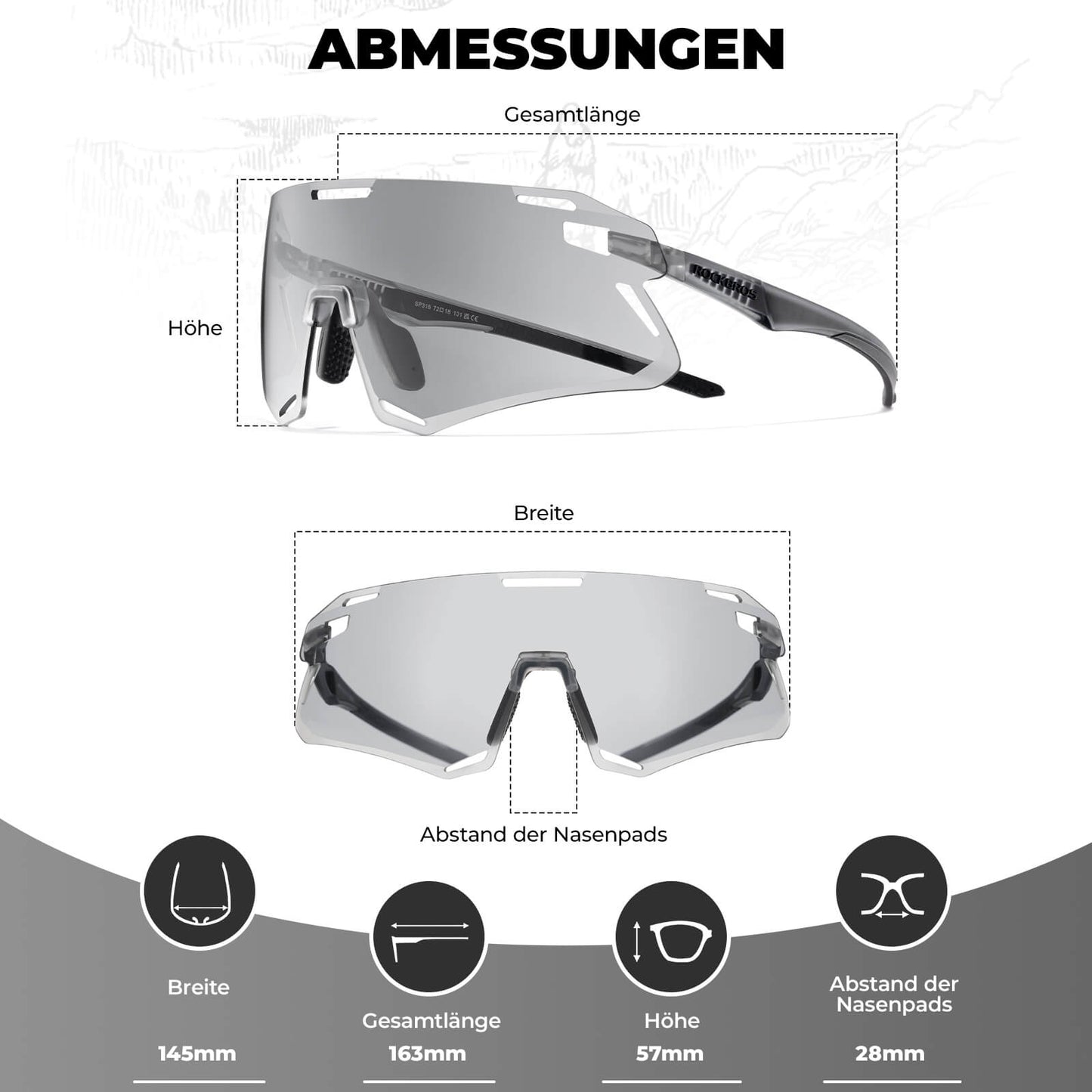 ROCKBROS Sonnenbrille Winddichte Fahrradbrille für Outdoor-Sportarten
