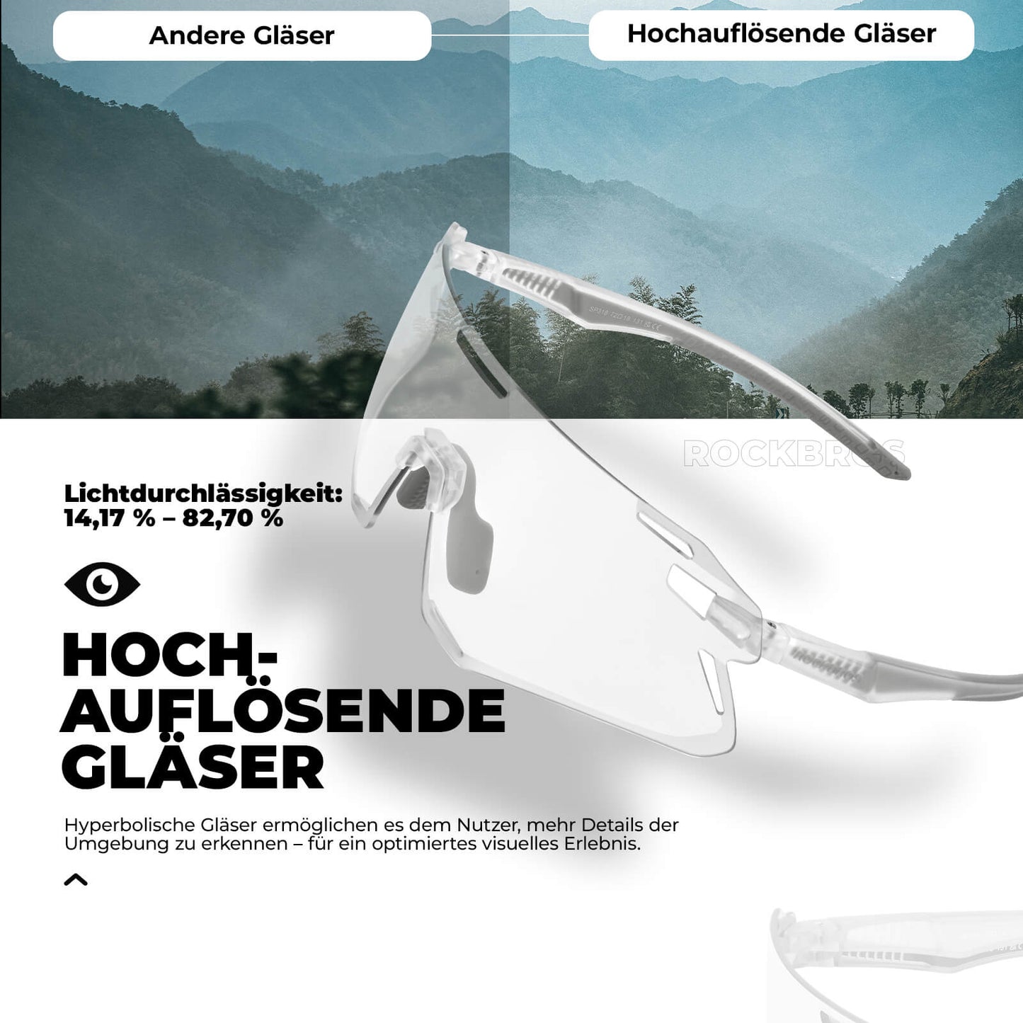 ROCKBROS Sonnenbrille Winddichte Fahrradbrille für Outdoor-Sportarten