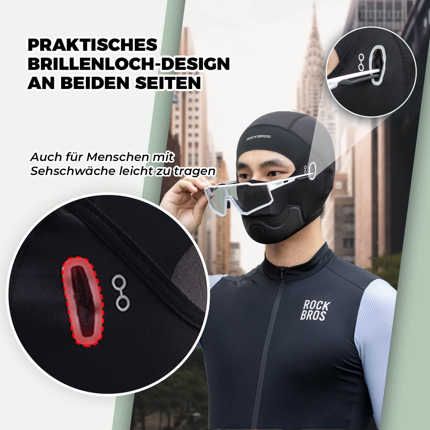 ROCKBROS Sturmhauben mit Polstern Balaclava Sommer Gesichtsschutz Elastisch