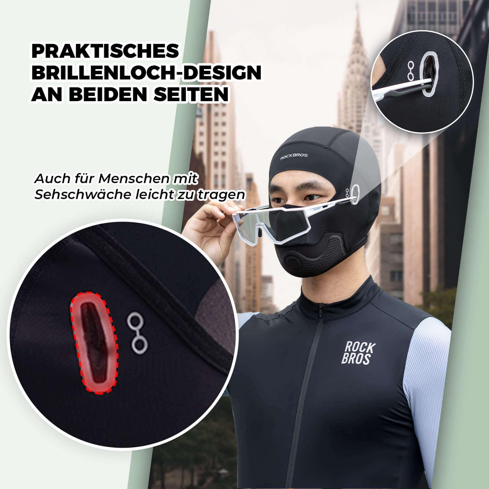 ROCKBROS Sturmhauben mit Polstern Balaclava Sommer Gesichtsschutz Elastisch