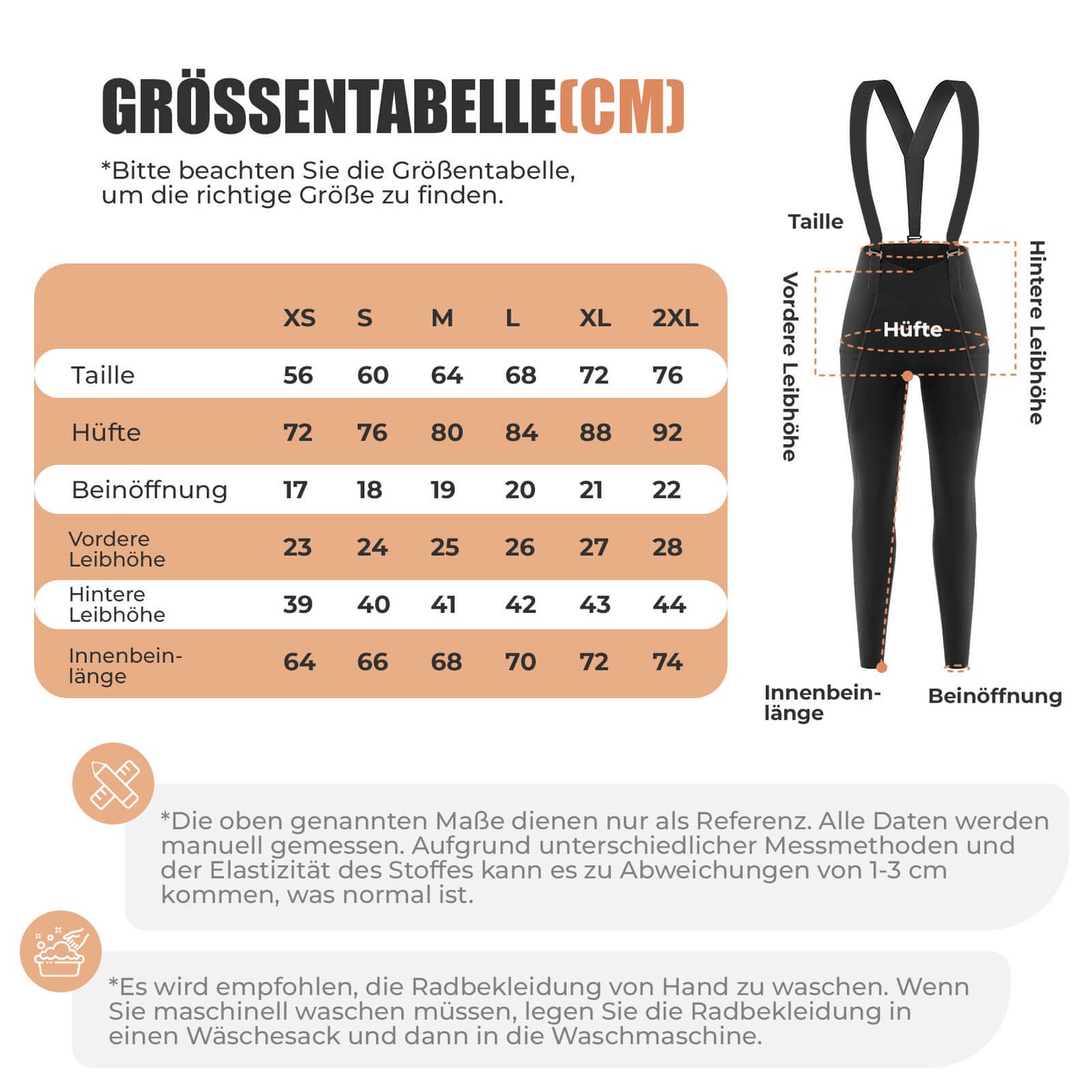 ROCKBROS TVI Lange Trägerhose Fahrradhose mit Sitzpolster Abnehmbare