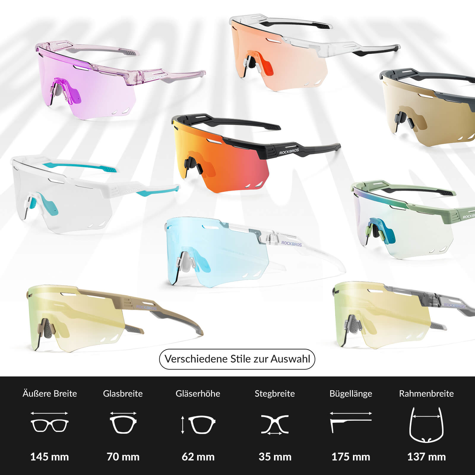 ROCKBROS Ultraleicht Fahrradbrille Selbsttönende Sonnenbrille mit UV400-Schutz - ROCKBROS-EU