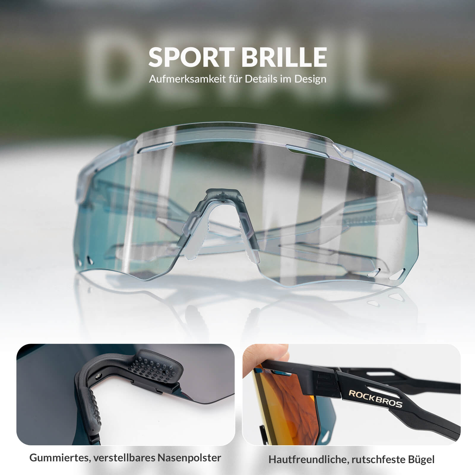 ROCKBROS Ultraleicht Fahrradbrille Selbsttönende Sonnenbrille mit UV400-Schutz - ROCKBROS-EU
