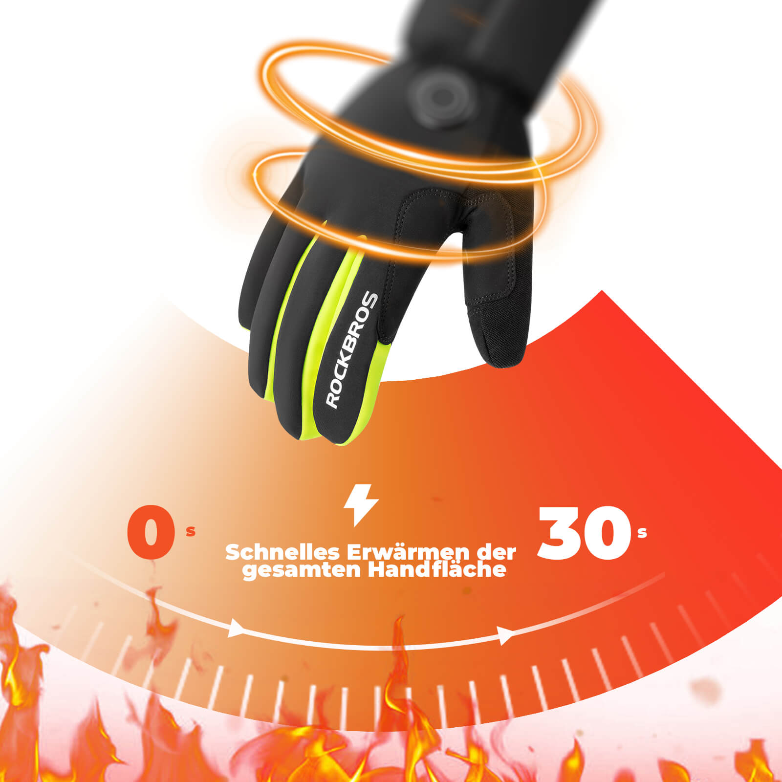 ROCKBROS Winter Beheizte Fahrradhandschuhe Touchscreen Handschuhe M-2XL