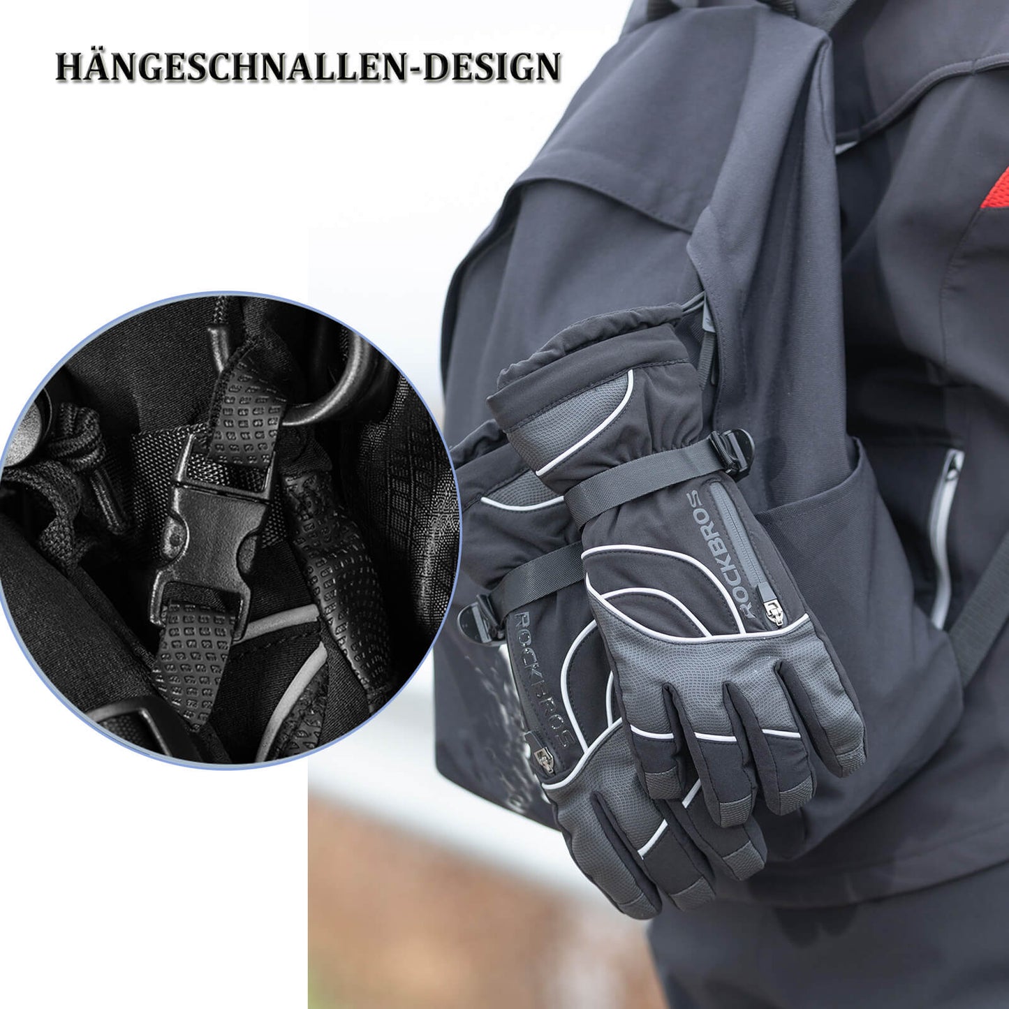 ROCKBROS Winter Handschuhe Warm Skihandschuhe Winddicht -20℃ M-XL
