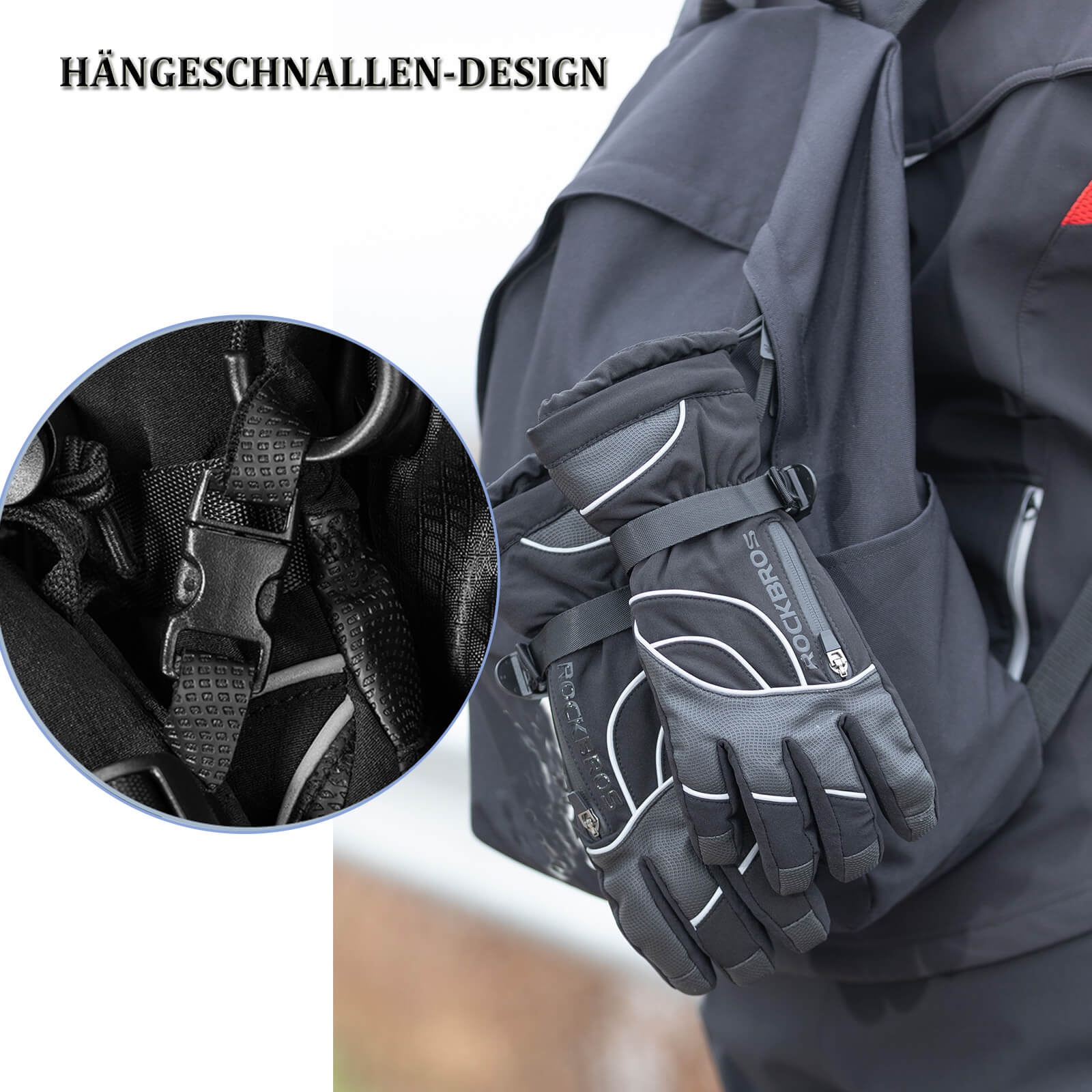 ROCKBROS Winter Handschuhe Warm Skihandschuhe Winddicht -20℃ M-XL