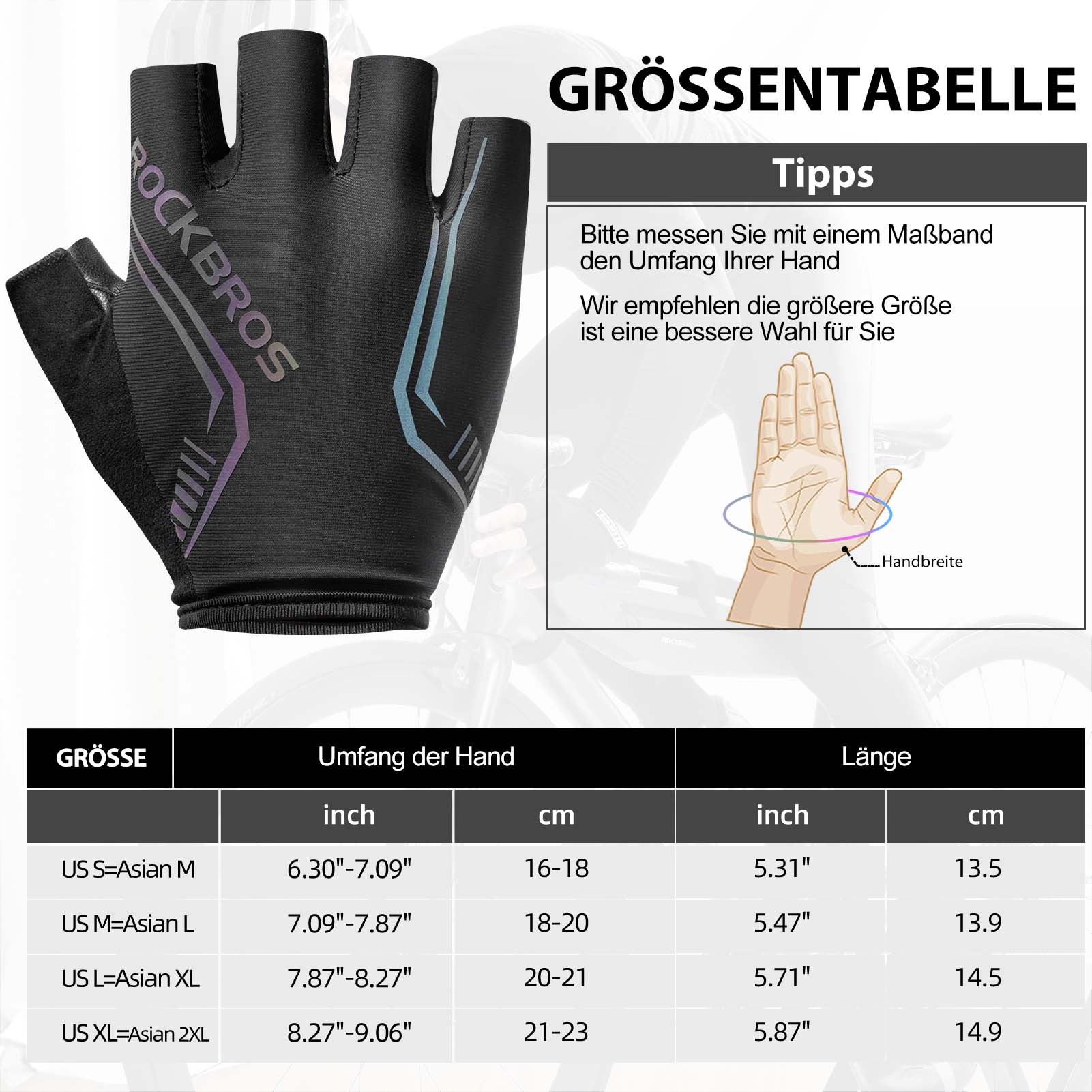 ROCKBROS Bunte reflektierende Kurzfingerhandschuhe - ROCKBROS-EU