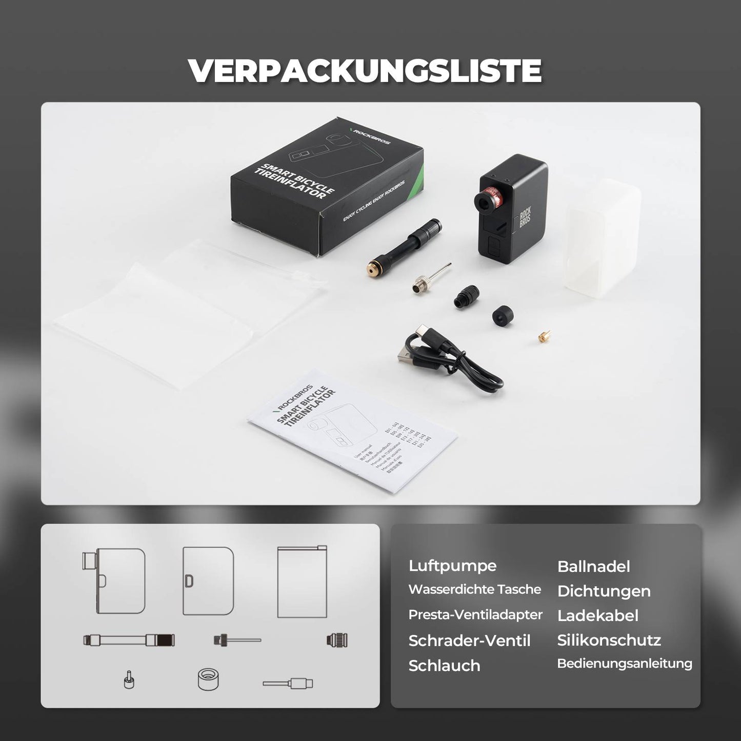 MINI Elektrische Fahrradpumpe AS1 Pro - ROCKBROS-EU
