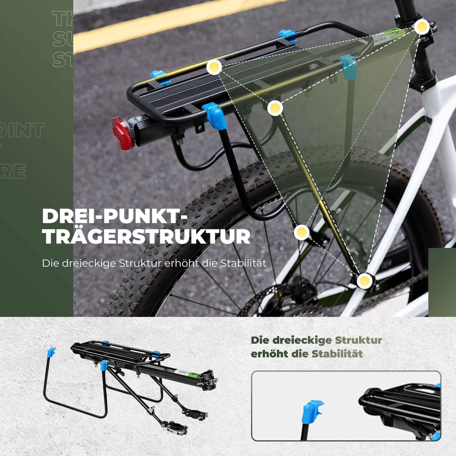 ROCKBROS Fahrrad Gepäckträger mit Reflektor und Schnellspanner 24-29 Zoll - ROCKBROS-EU