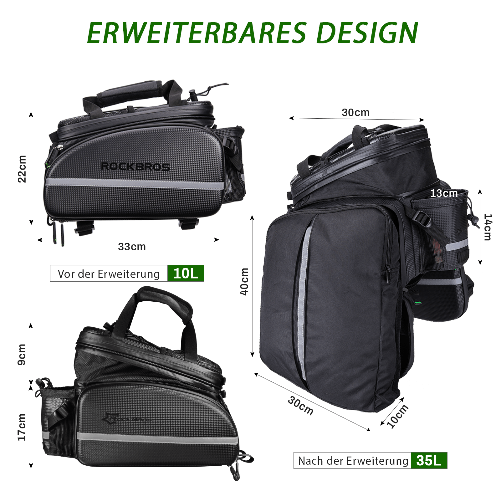 ROCKBROS Fahrrad Gepäckträgertasche 10-35L Wasserdicht Transporttasche - ROCKBROS-EU