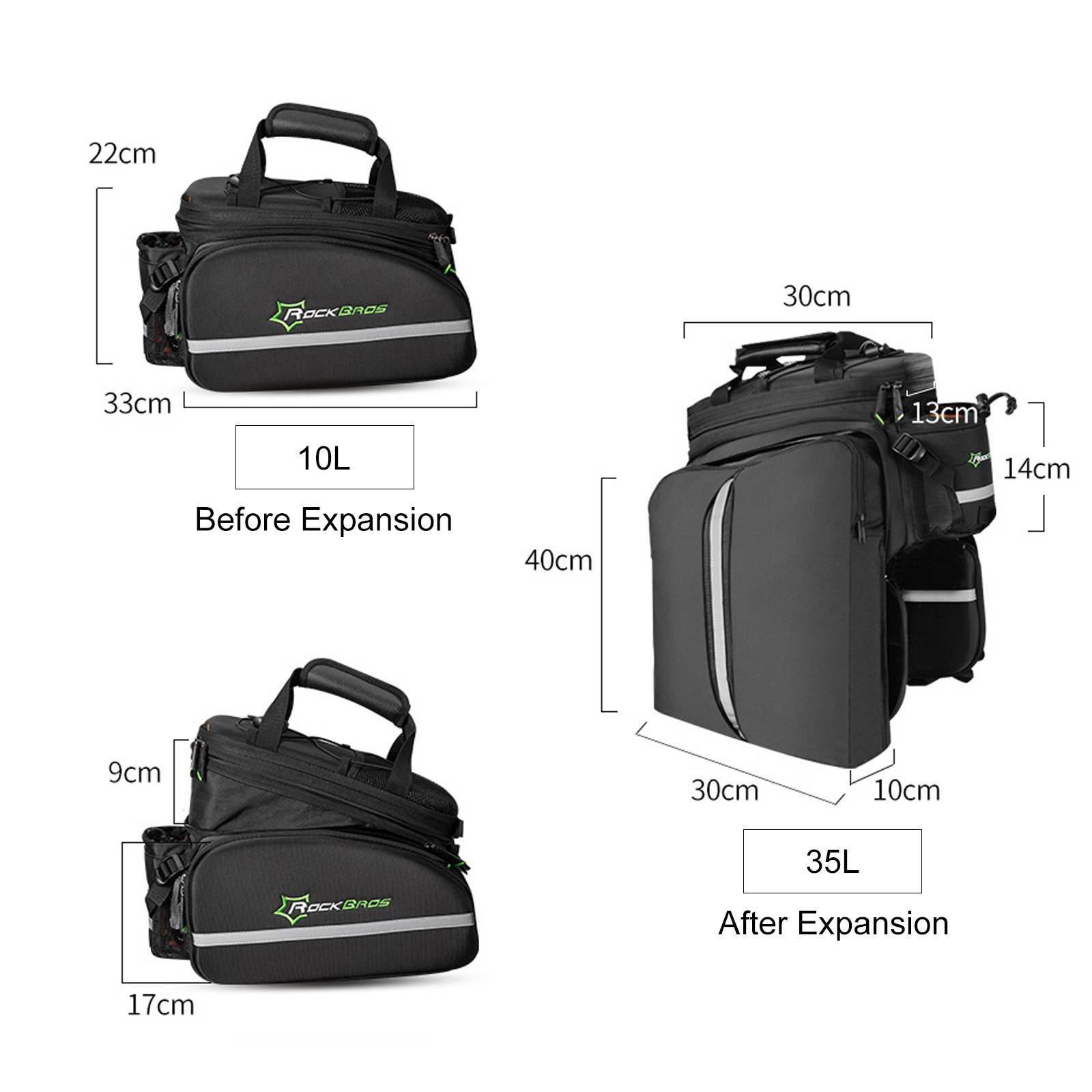 ROCKBROS Fahrrad Gepäckträgertasche wasserdichte mit Regenschutz 17-35L - ROCKBROS-EU
