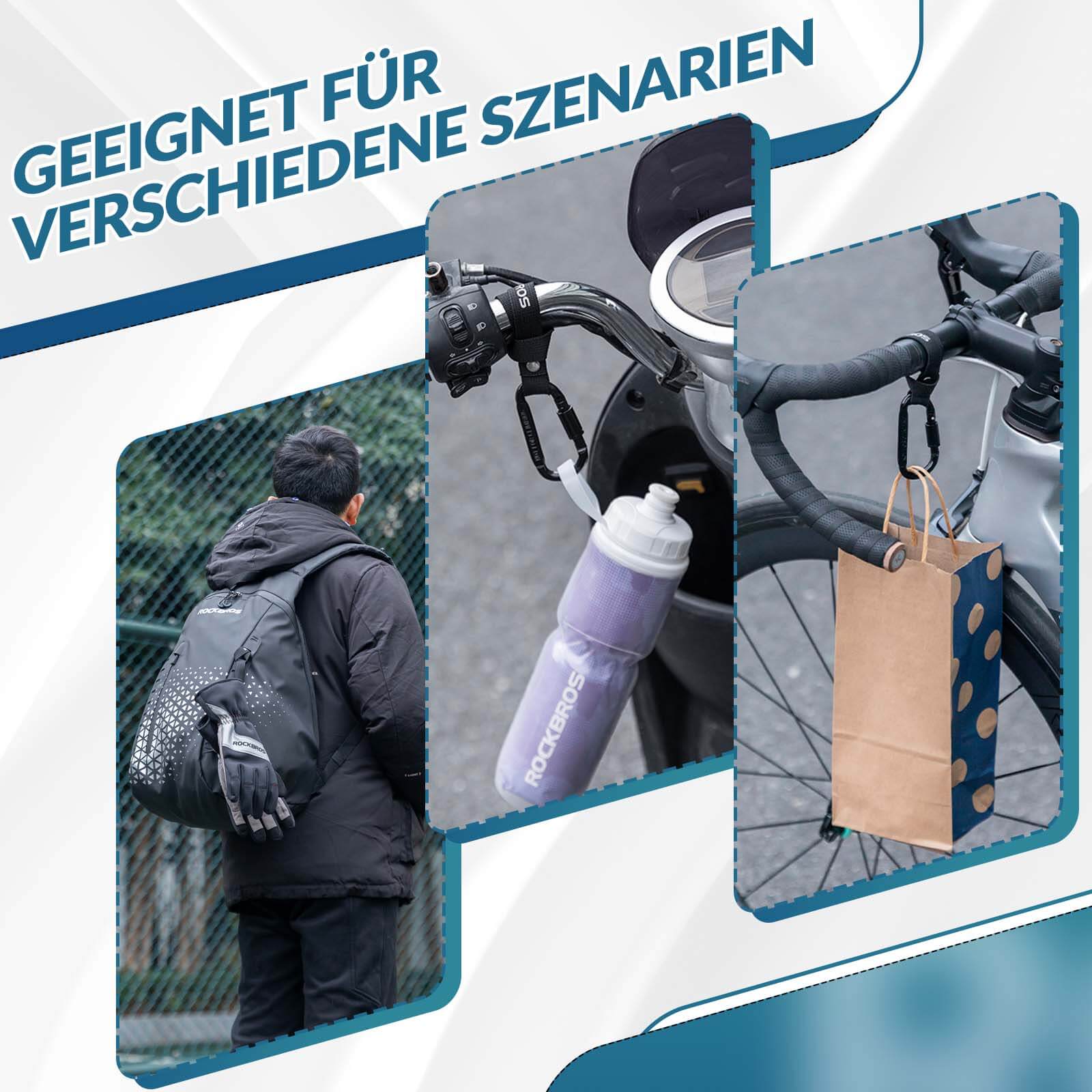 ROCKBROS Fahrrad Karabinerhaken Multifunktional mit Strapazierfähigem Gurt - ROCKBROS-EU