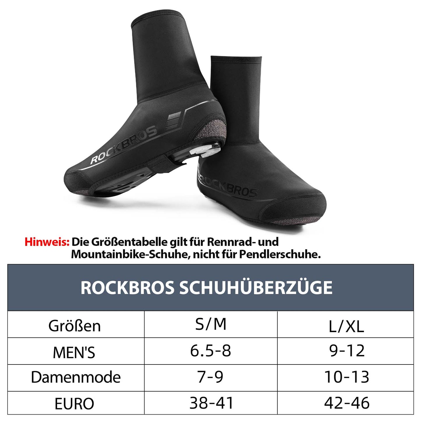 ROCKBROS Fahrrad Überschuhe Winter warm Überzieher für Radsport Schwarz - ROCKBROS-EU