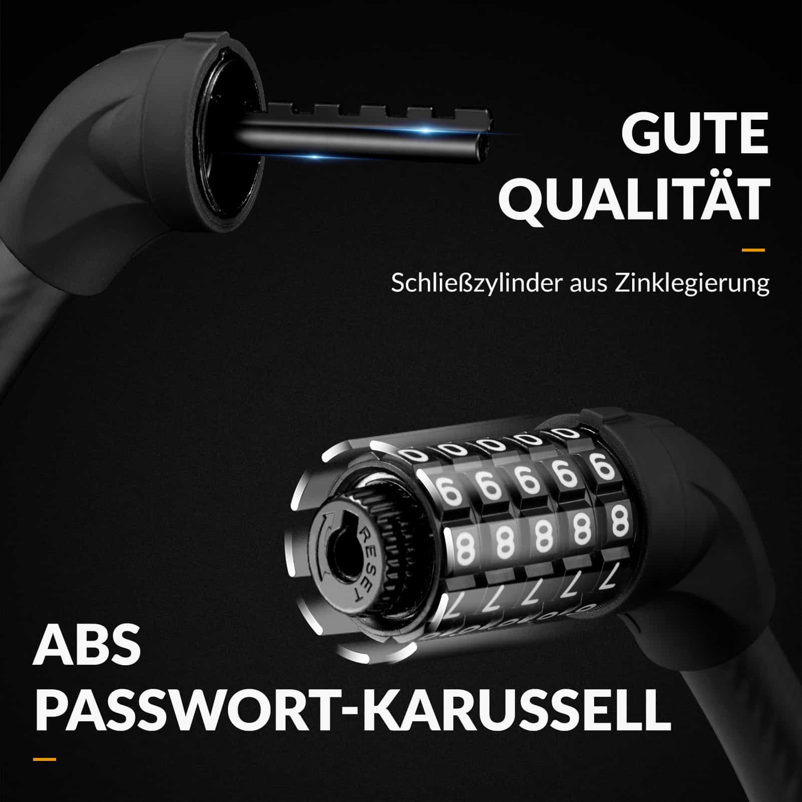 ROCKBROS Fahrradschloss Kabelschloss Zahlenschloss mit 5-stelliges Zahlencode - ROCKBROS-EU