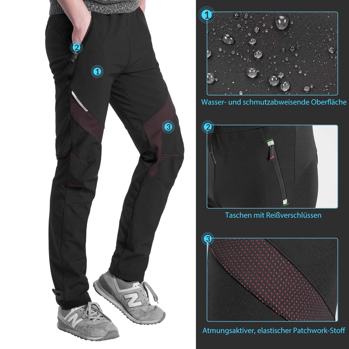 ROCKBROS Lange Fahrradhose Herren Winter Radhose Winddicht Warm - ROCKBROS-EU