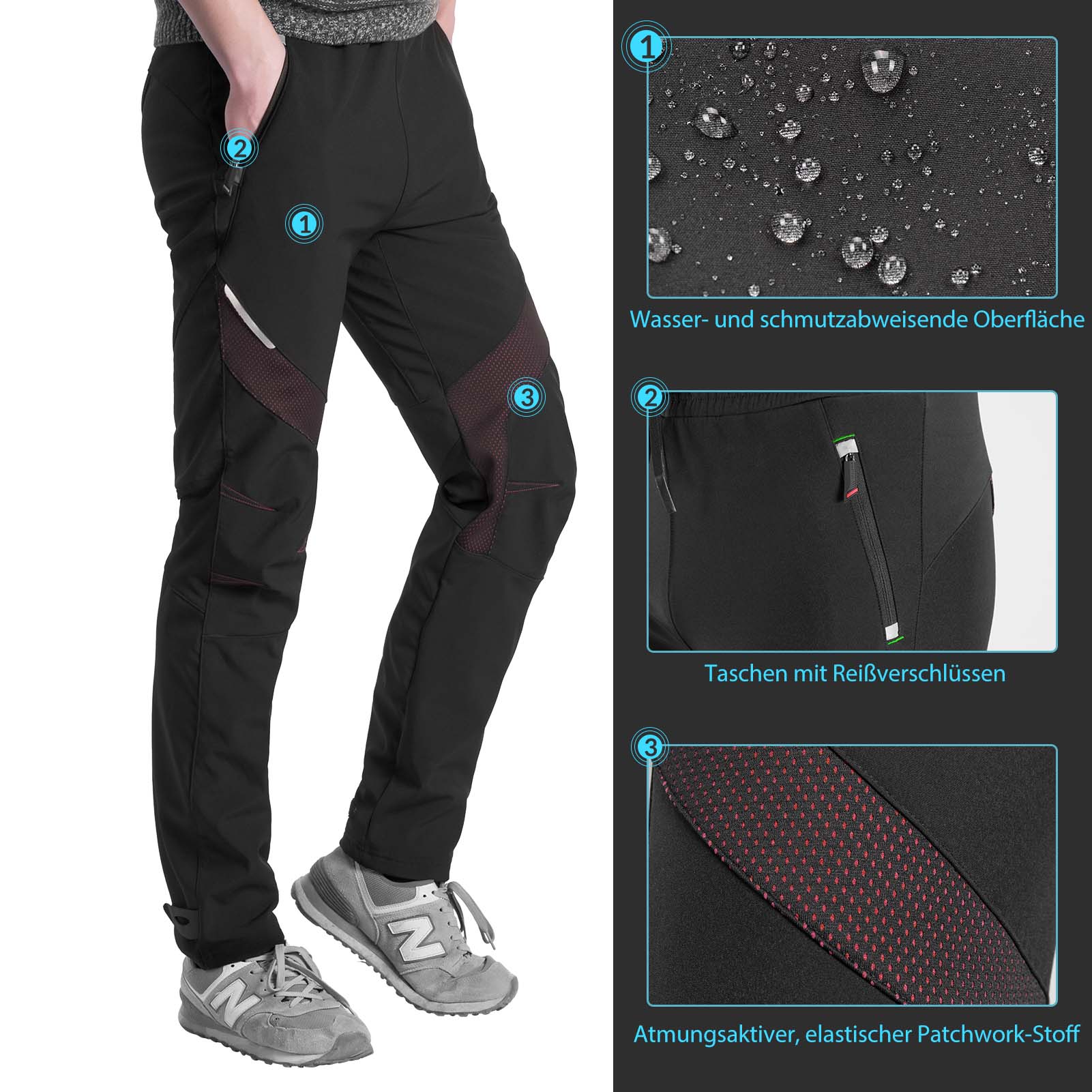 ROCKBROS Lange Fahrradhose Herren Winter Radhose Winddicht Warm - ROCKBROS-EU