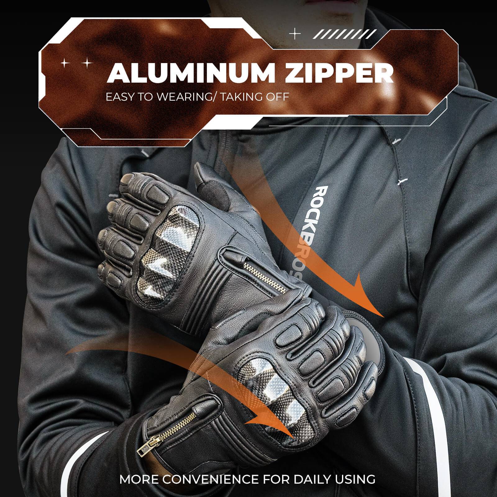 ROCKBROS Motorradhandschuhe Touchscreen Leder Vollfinger Handschuhe Amtungsaktiv - ROCKBROS-EU