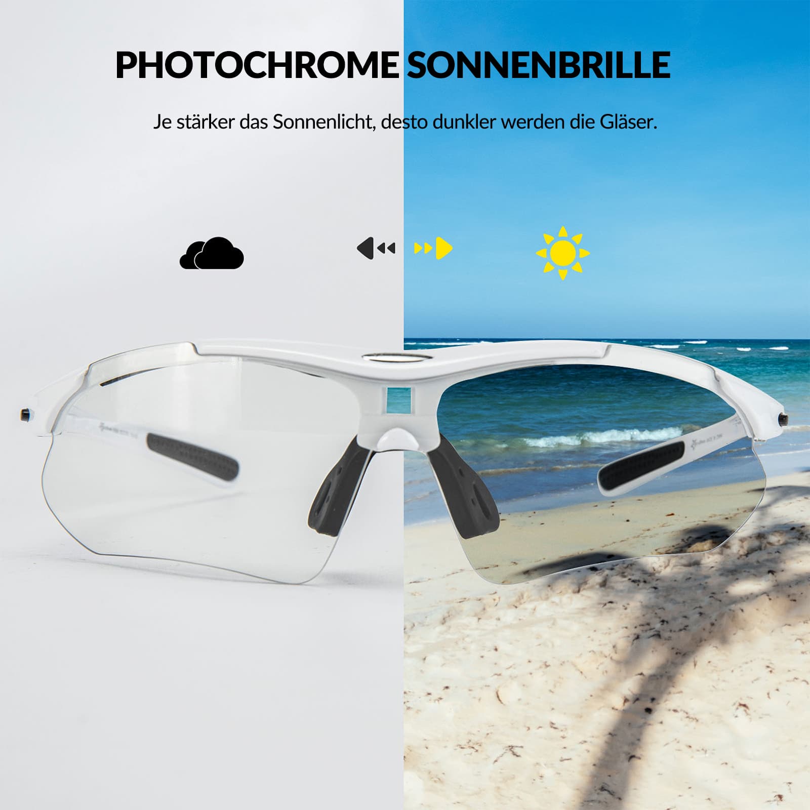 ROCKBROS Photochromic Sportbrillen Mit Austauschbarem Elastischem Stirnband - ROCKBROS-EU