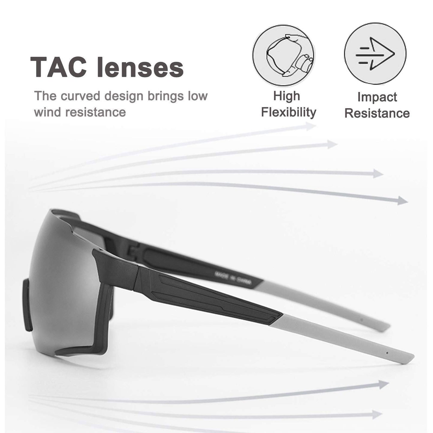 ROCKBROS Polarisierte Sonnenbrille Fahrradbrille für Outdoor-Sport Schwarz - ROCKBROS-EU