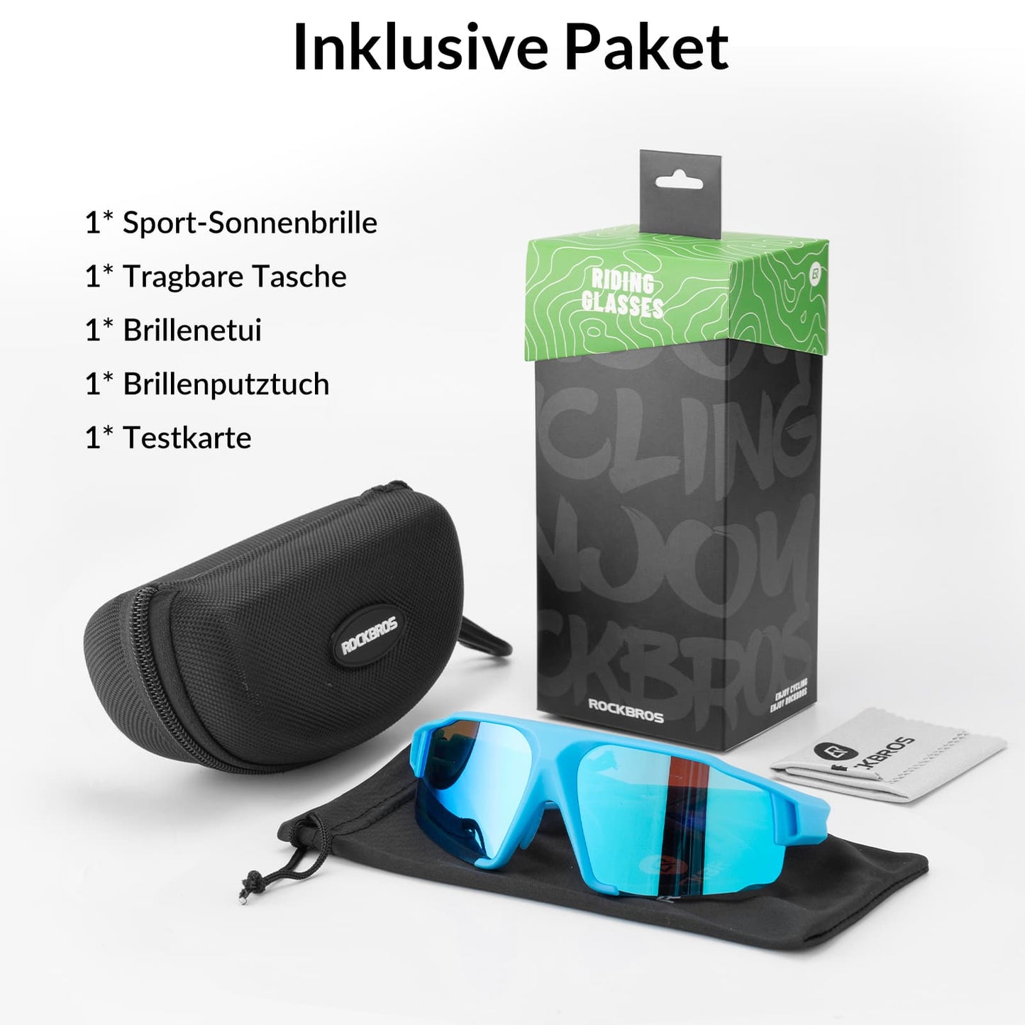 ROCKBROS polarisierte Sonnenbrille mit UV400 Schutz Hellblau Unisex - ROCKBROS-EU